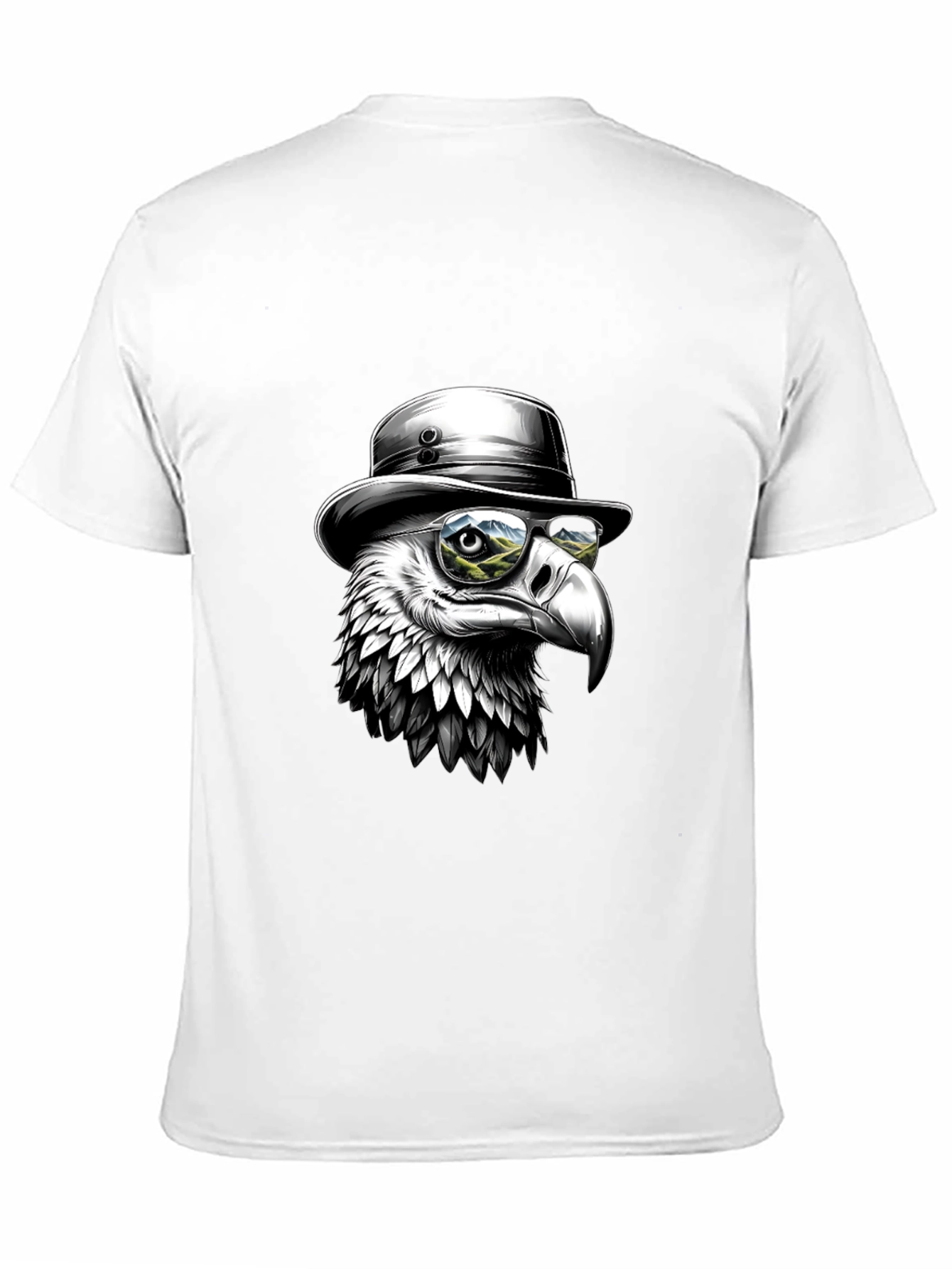 Black Cool Eagle T-Shirt - Bird with Hat & Glasses view 11