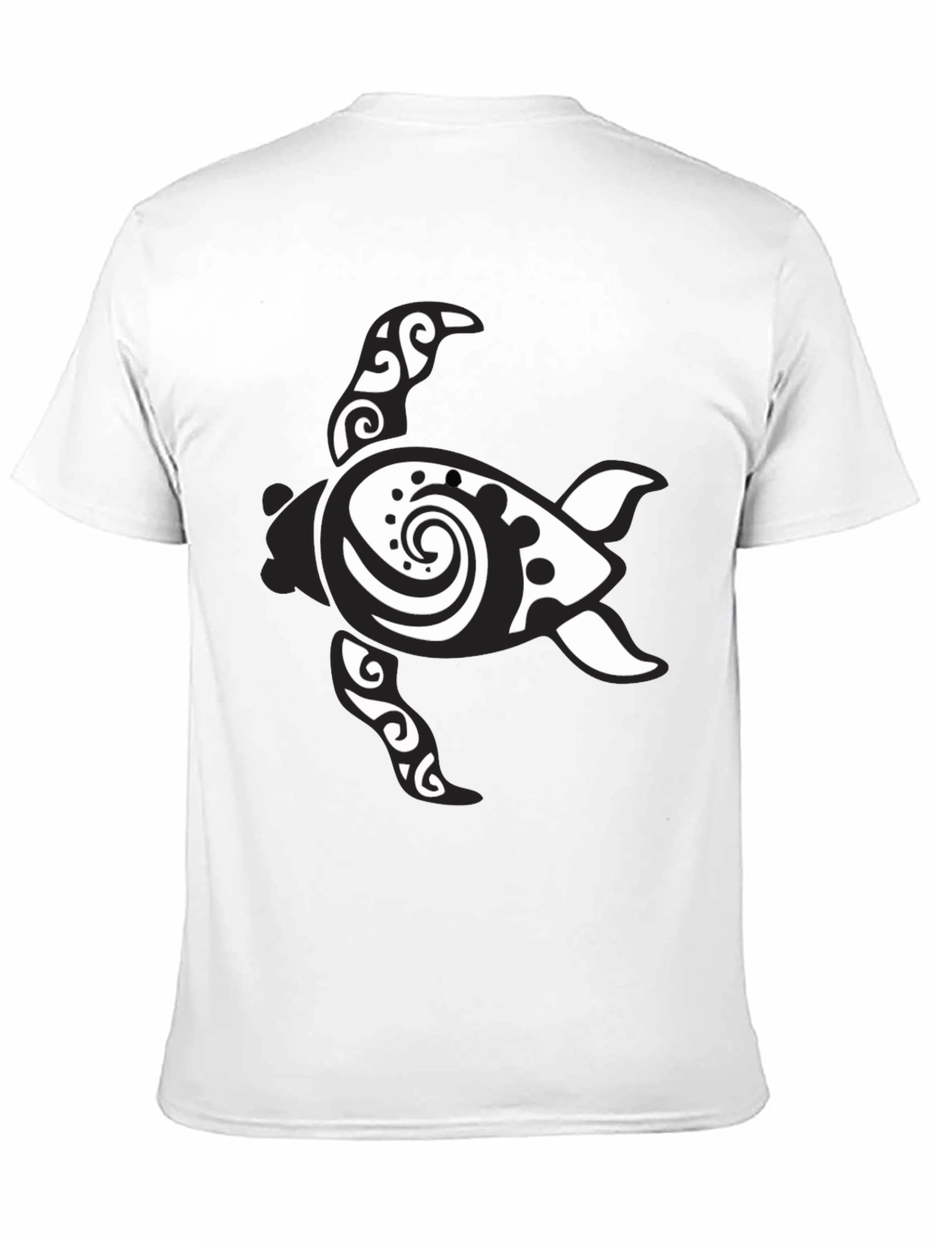 Black Tribal Turtle Graphic Print Men's Black T-Shirt view 11