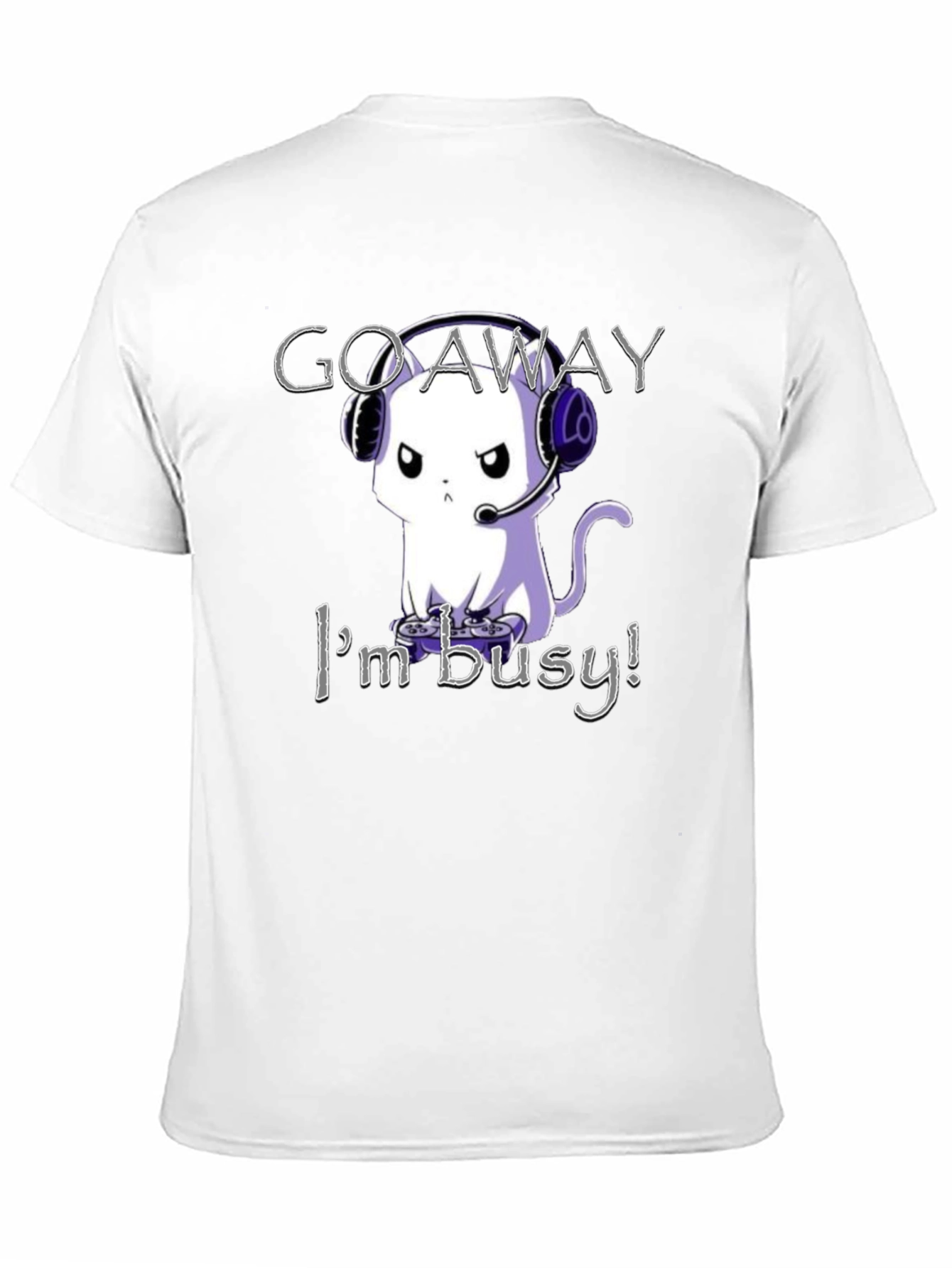 Black Gamer Cat T-Shirt - Go Away I'm Busy! view 11