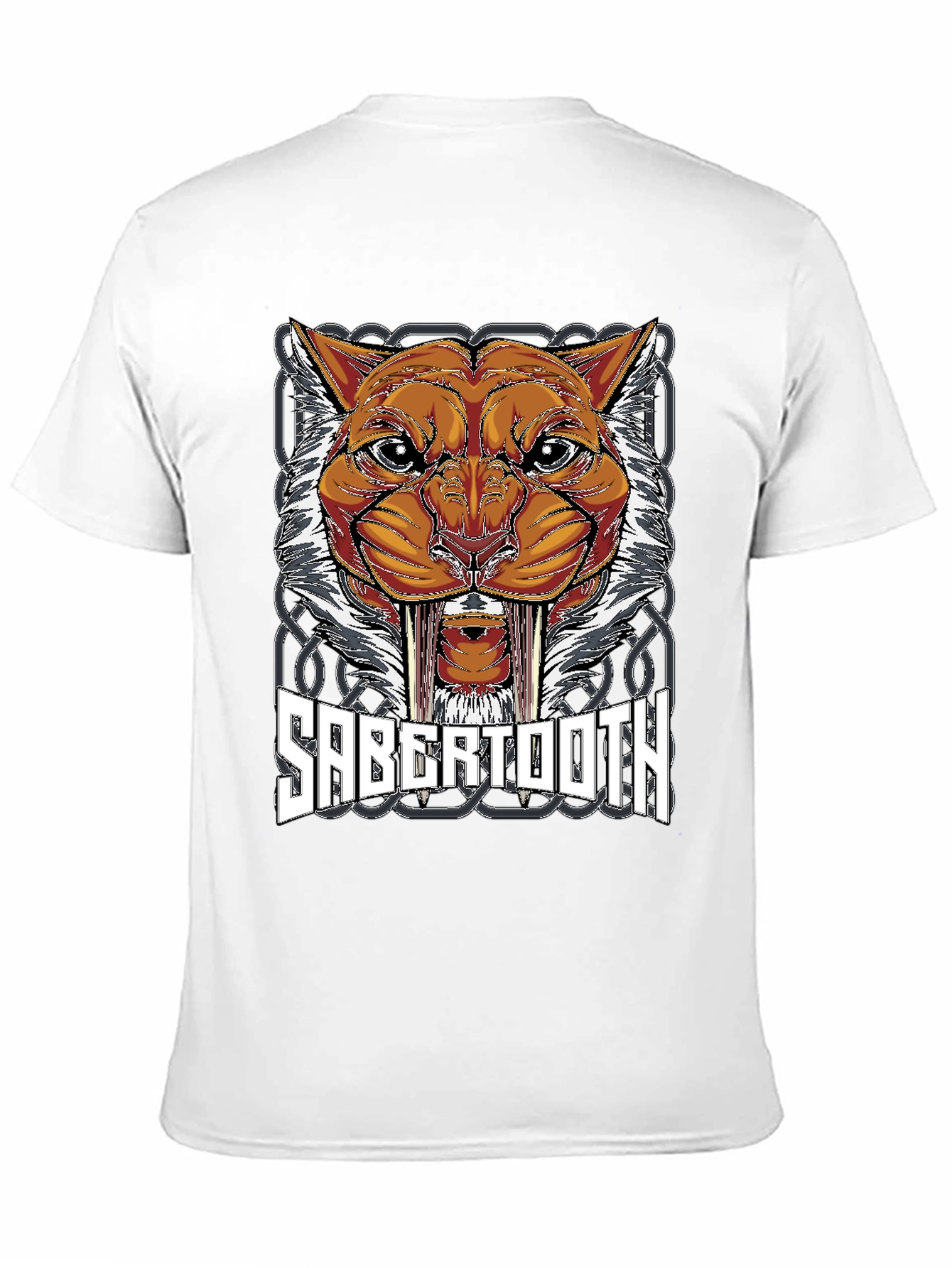 Black Sabertooth Tiger Graphic Print T-Shirt view 11