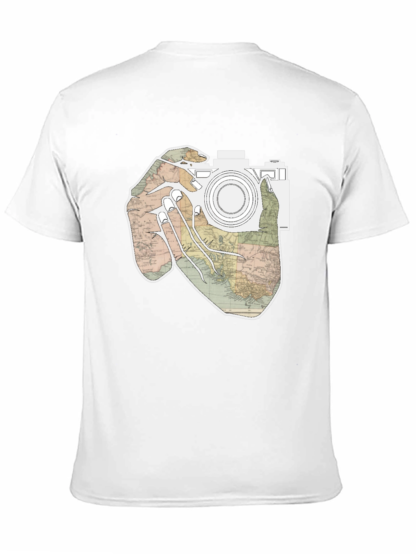 Black World Map Camera T-Shirt view 11