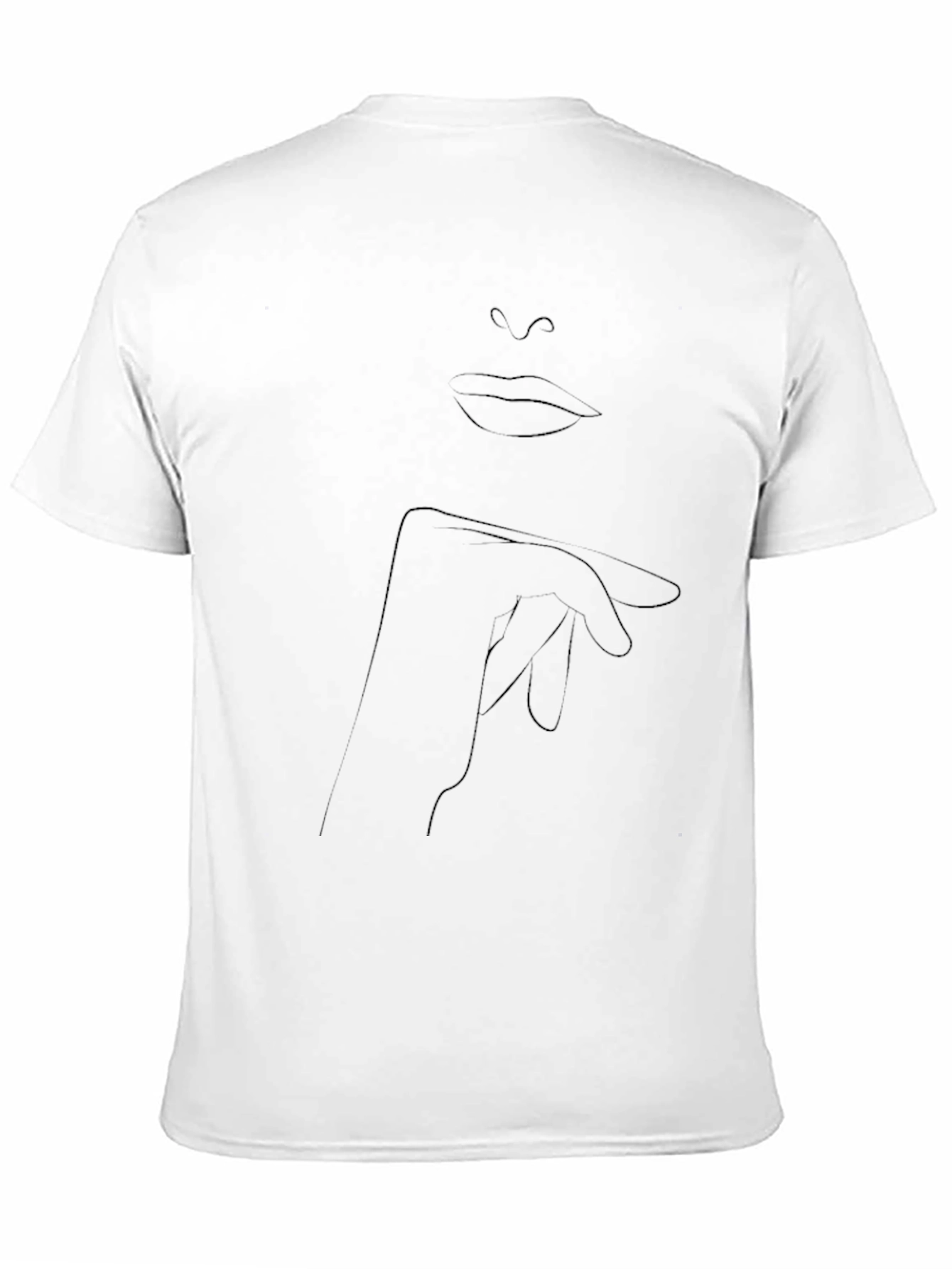 Black Minimalist Face Line Art Black T-Shirt view 11