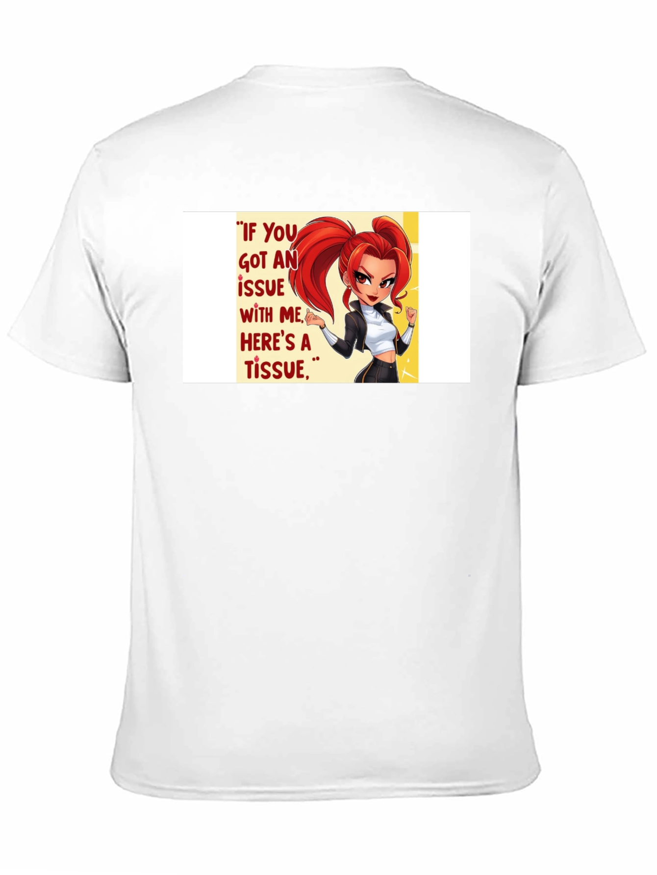 Black Sassy Cartoon Graphic T-Shirt - "Tissue" Quote view 11
