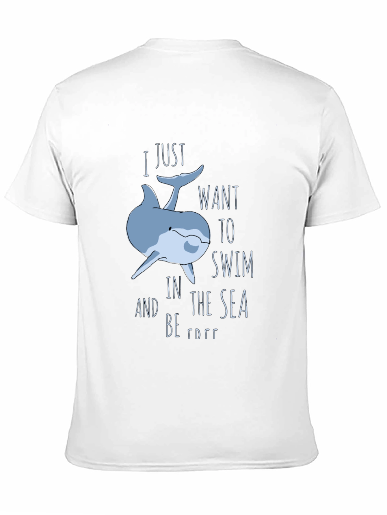 Black Whimsical Dolphin T-Shirt: Swim Free view 11
