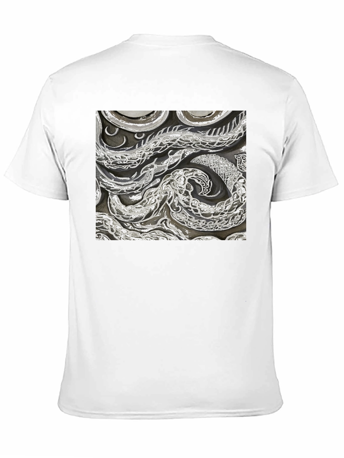 Black Abstract Snake Print Black T-Shirt view 11
