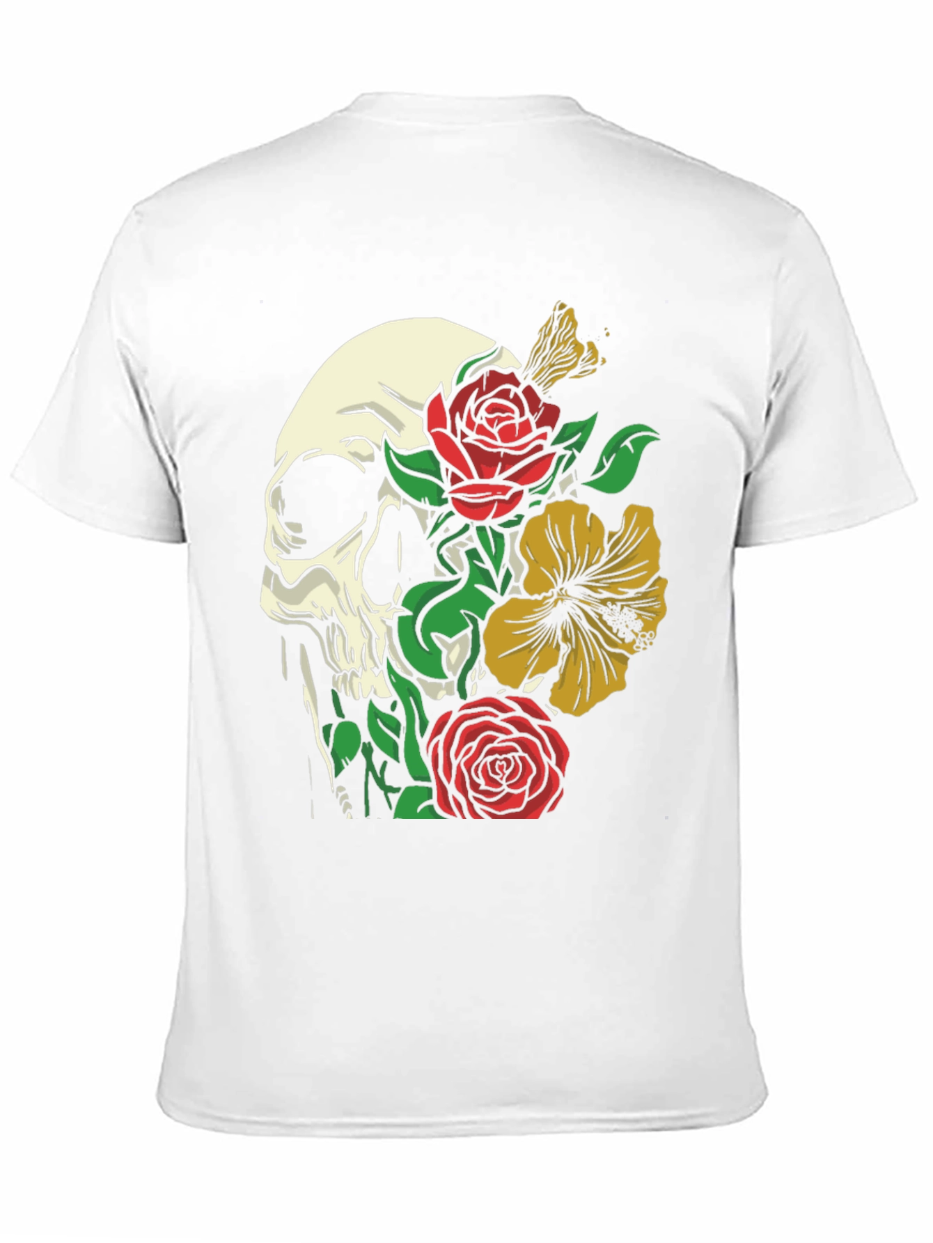 Black Skull & Floral Graphic Tee - Trendy Style view 11