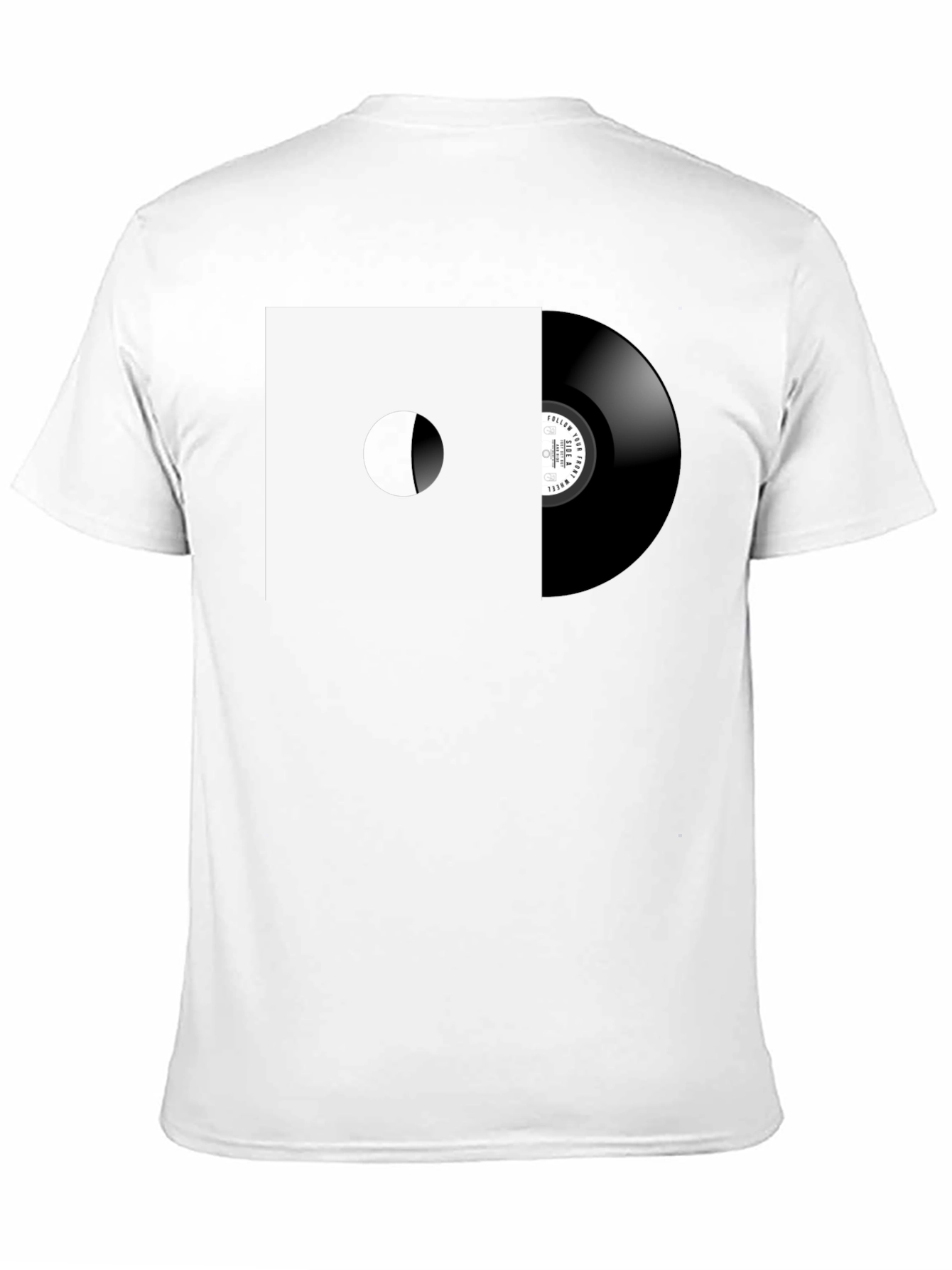 Black Retro Vinyl Record Graphic Tee - Black Cotton view 11