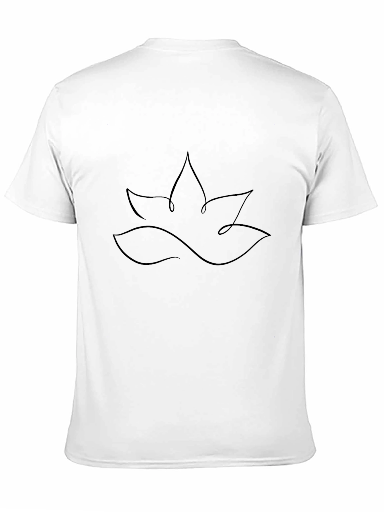 Black Minimalist Lotus Flower Black T-Shirt view 11