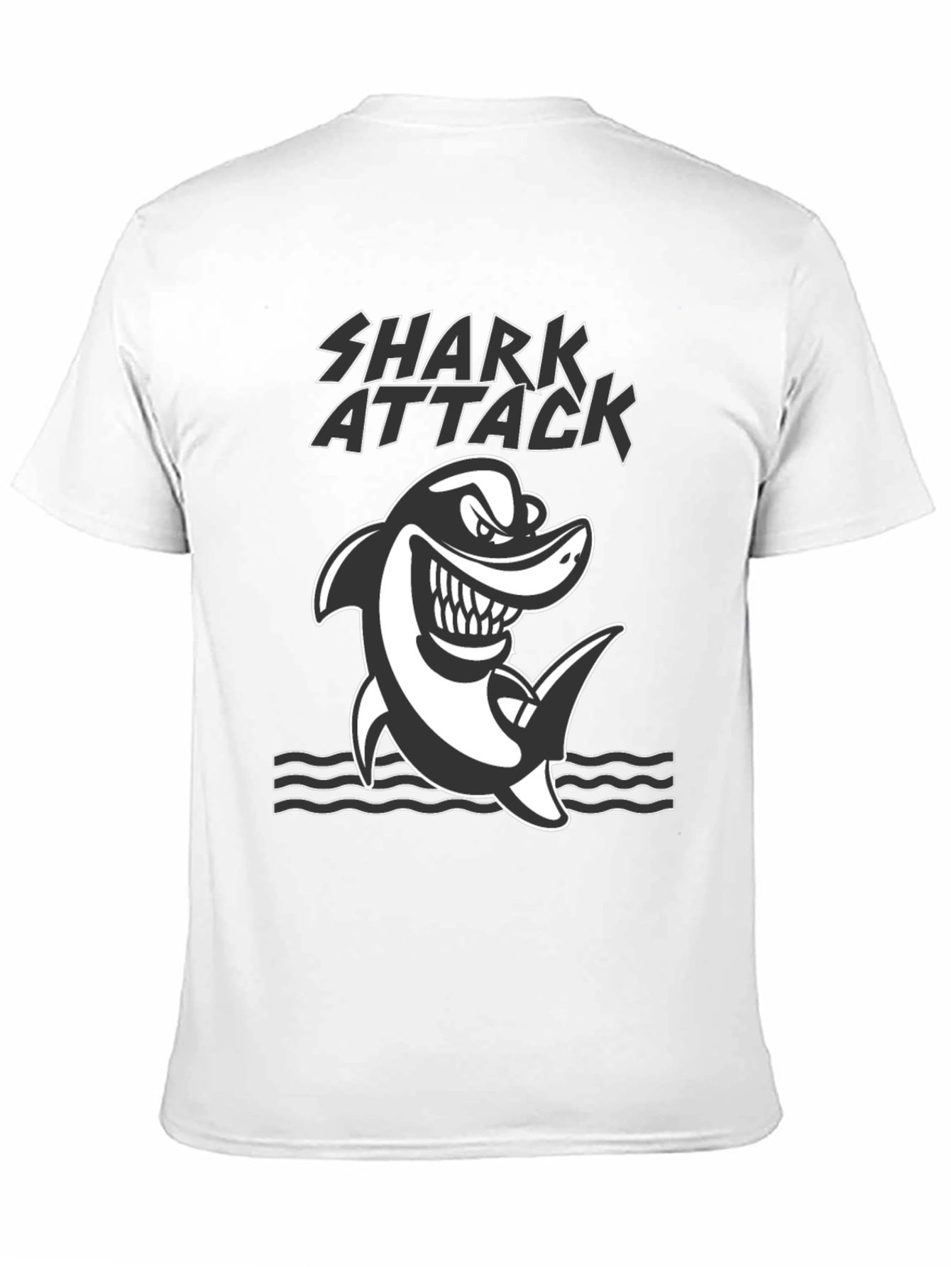 Black Shark Attack Graphic Tee - Black Cotton T-Shirt view 11