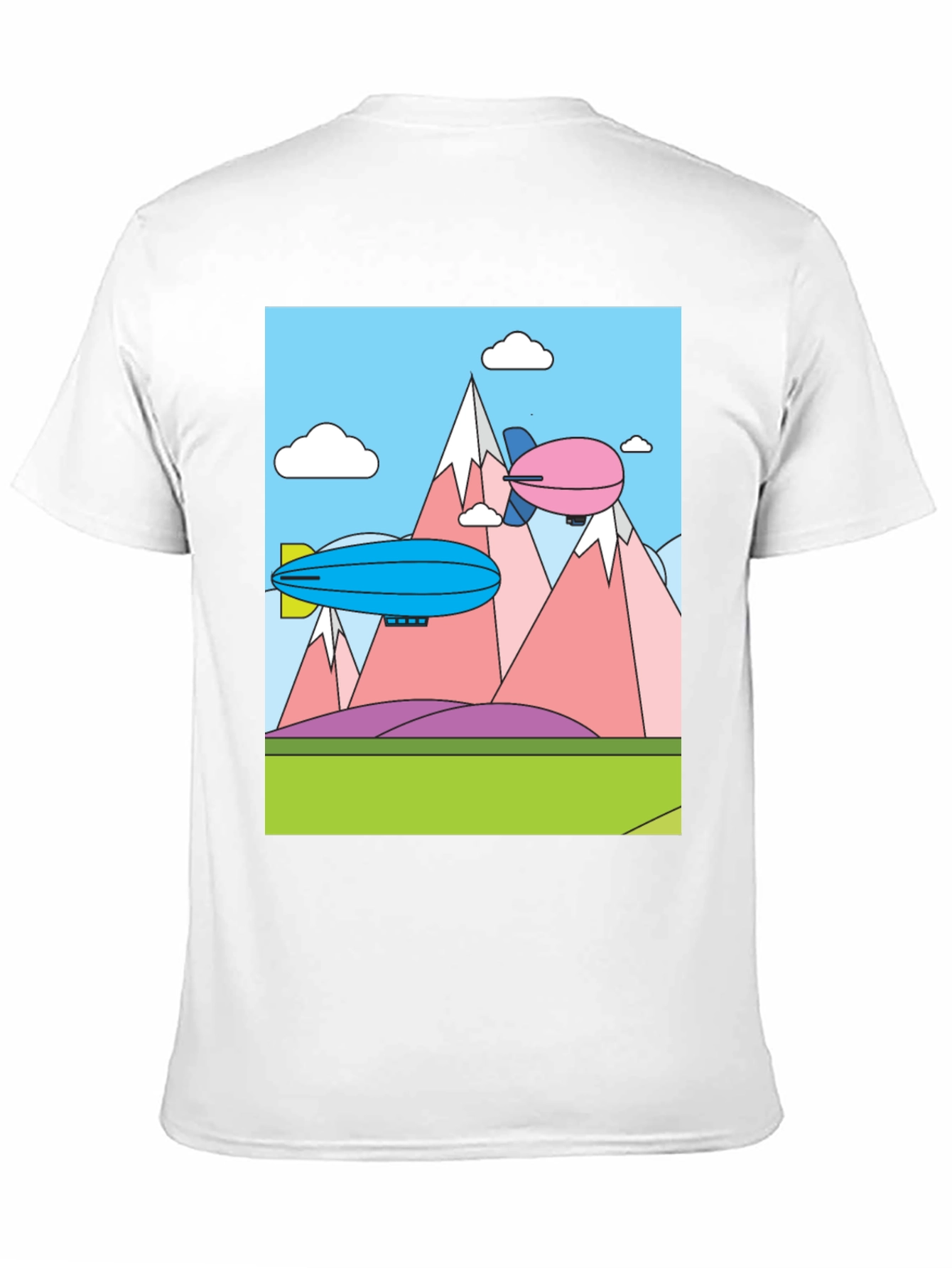 Black Cartoon Landscape Dirigible Graphic Tee view 11