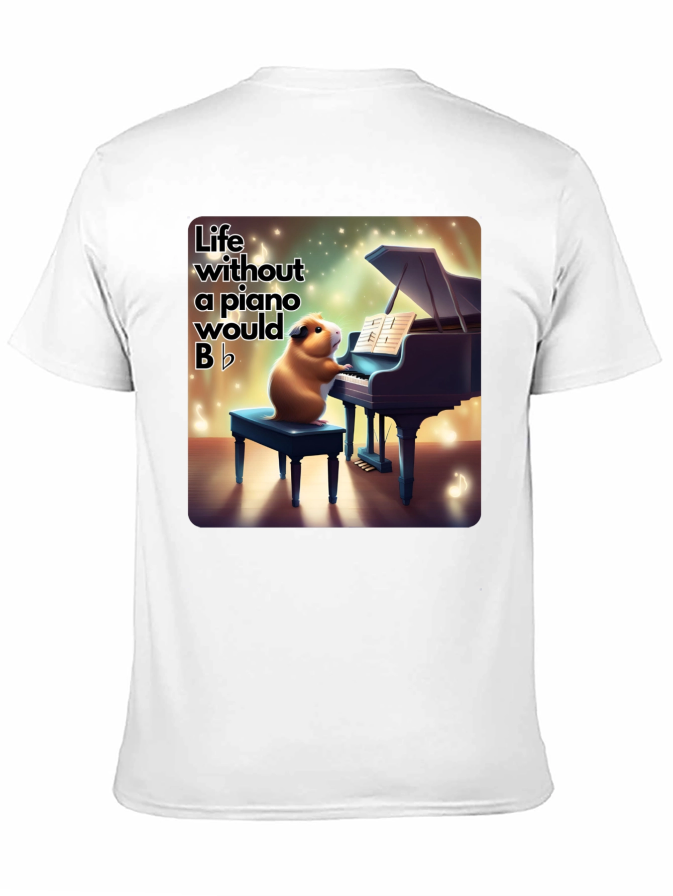 Black Piano Playing Guinea Pig Graphic Tee - Musical Humor view 11