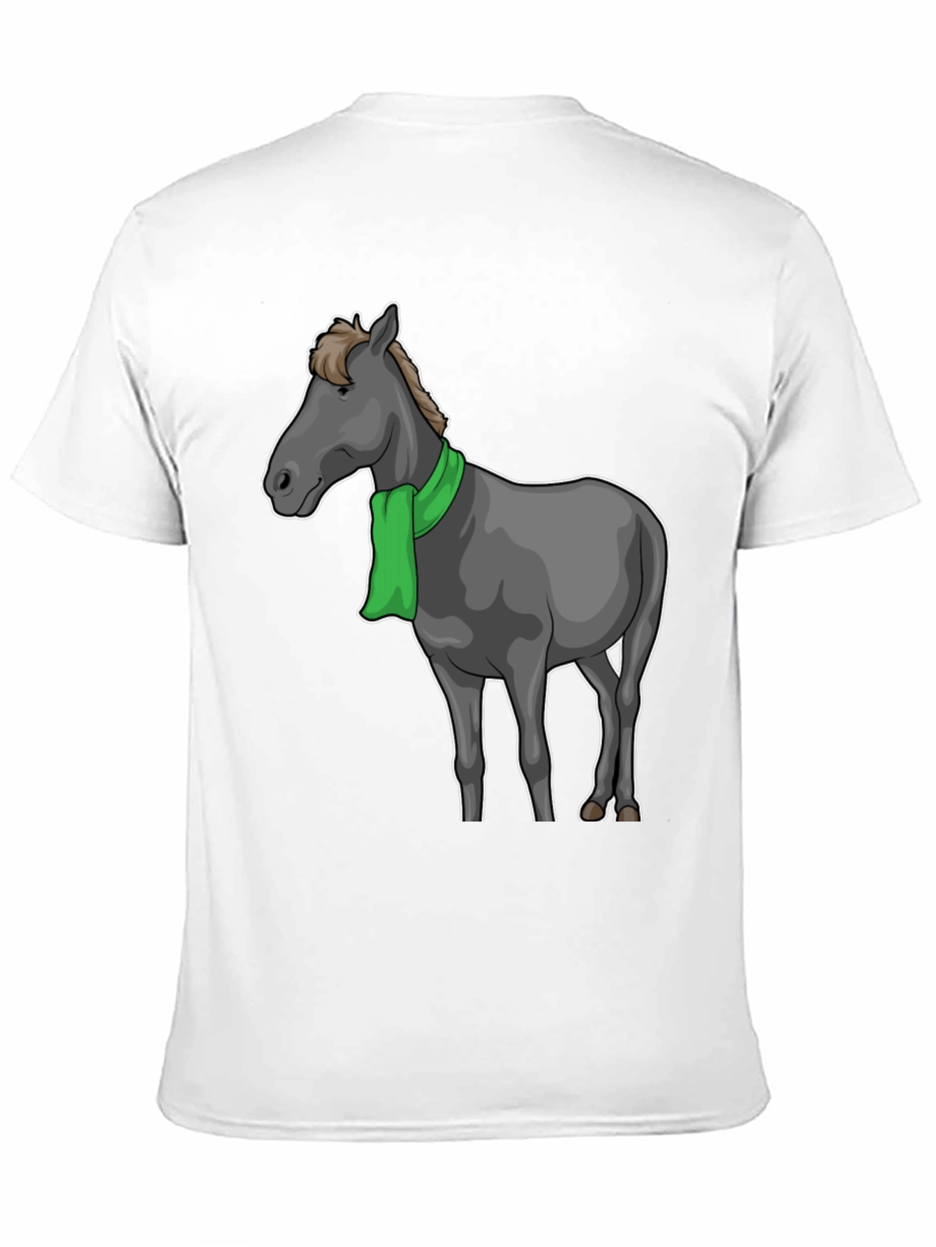 Black Horse Scarf Graphic Tee - Black Cotton T-Shirt view 11