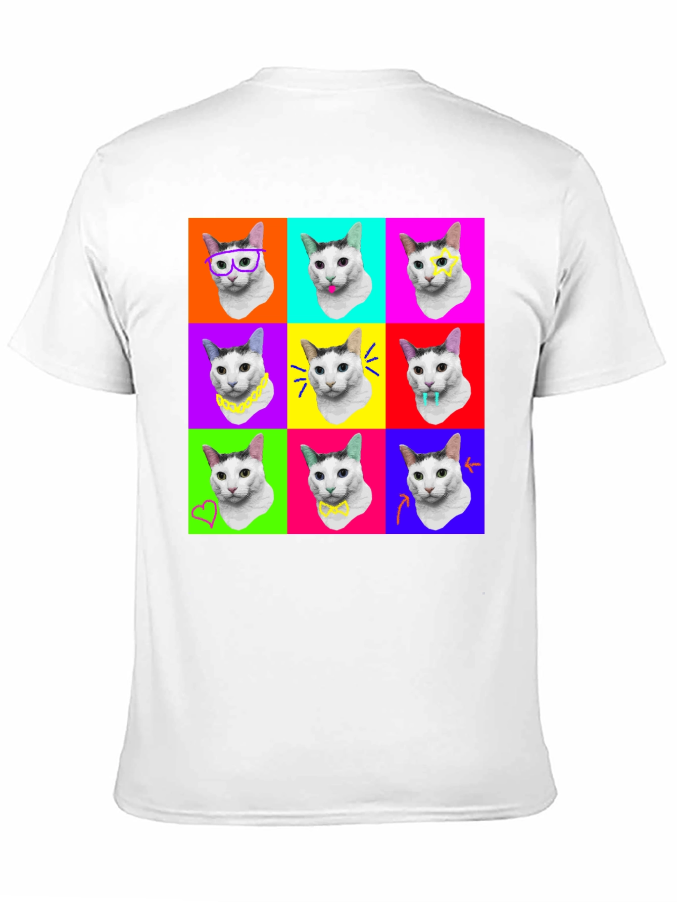 Black Pop Art Cat T-Shirt view 11