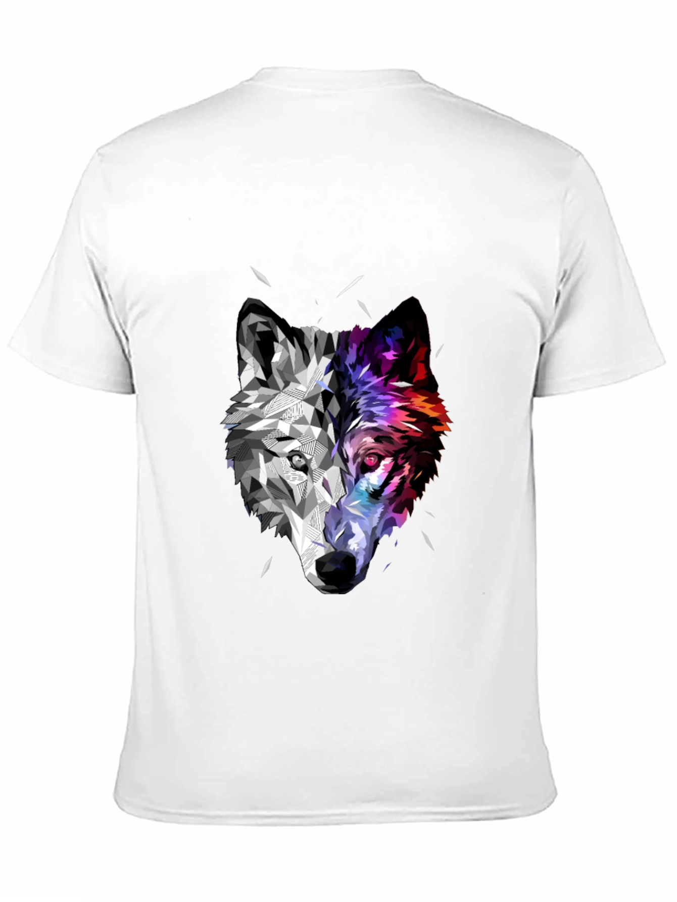 Black Geometric Wolf Head Graphic Black T-Shirt view 11