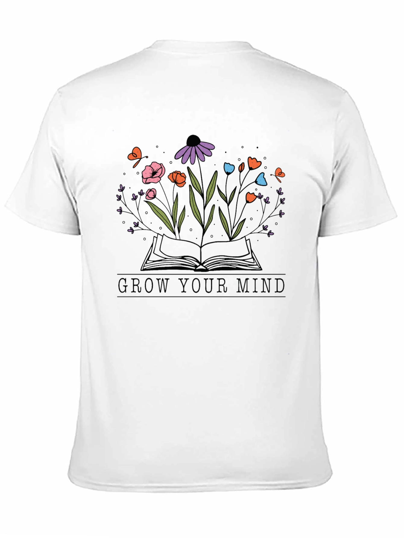 Black Grow Your Mind Graphic Tee - Unisex Black T-Shirt view 11