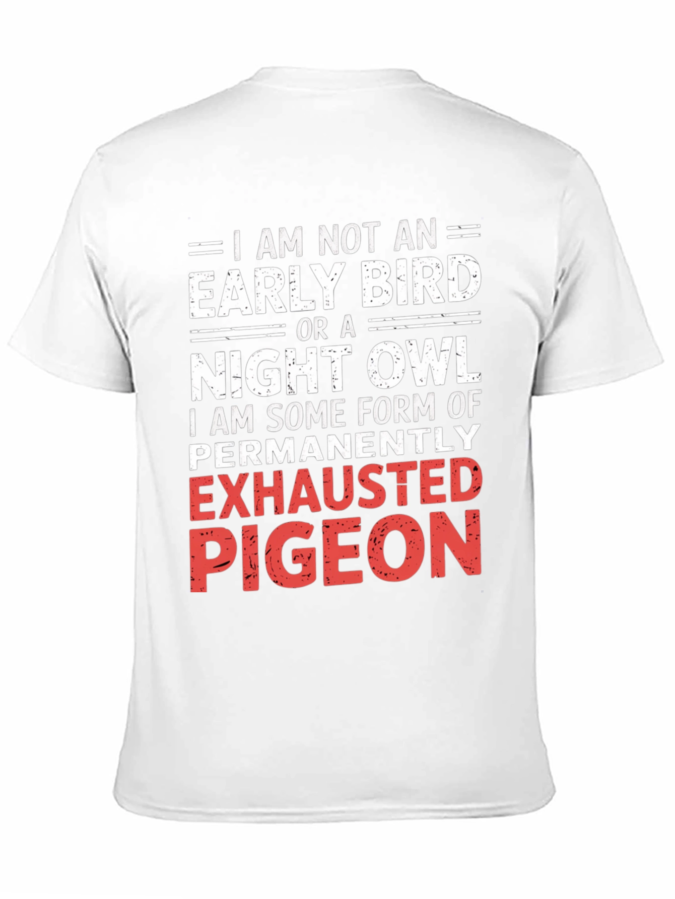 Black Exhausted Pigeon Graphic Tee - Funny Novelty Shirt view 11