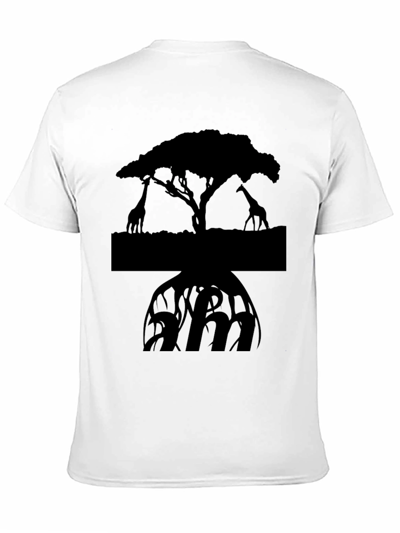 Black Silhouette Giraffe Tree Graphic Tee - Black view 11