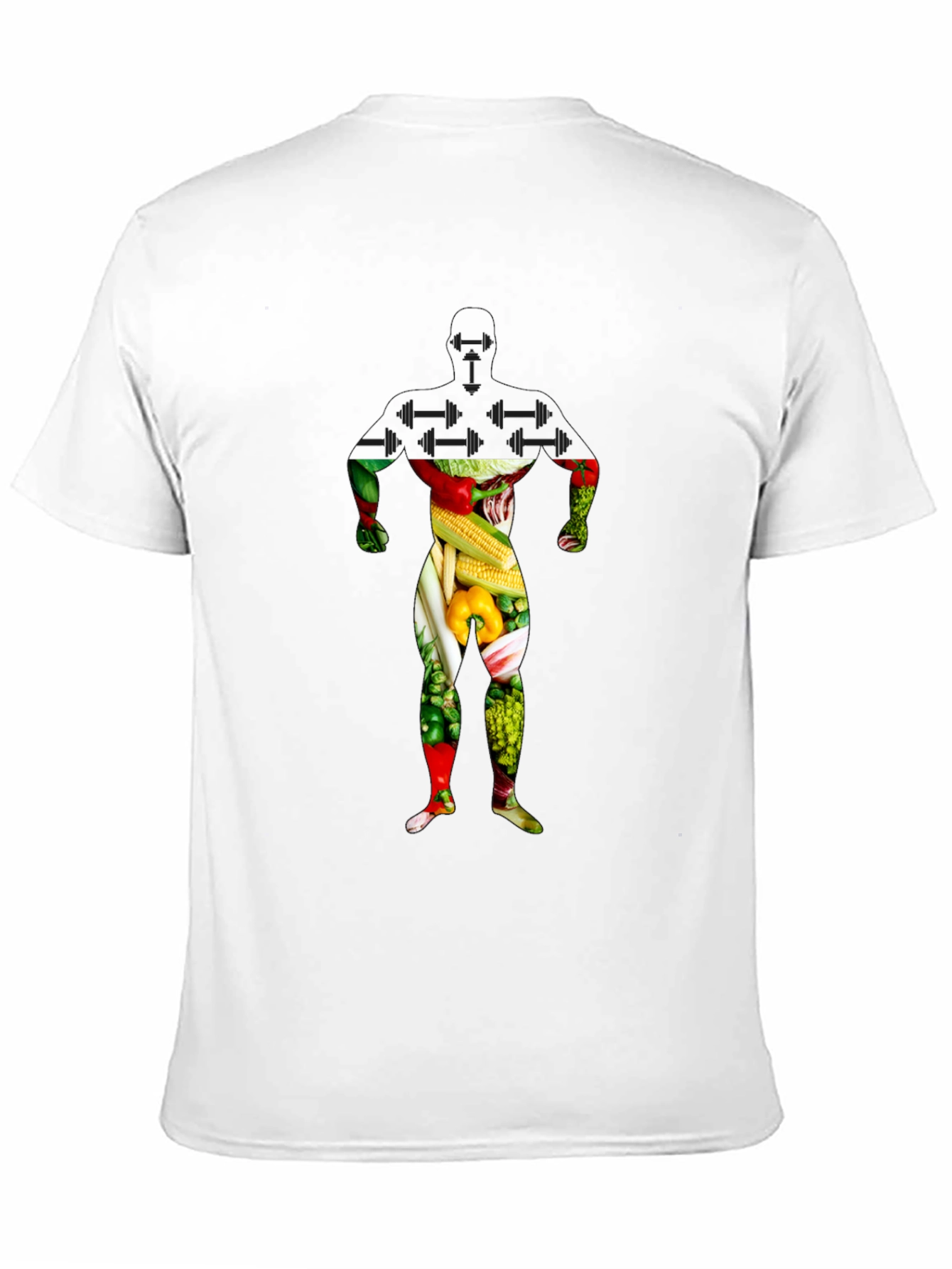 Black Veggie Man Graphic T-Shirt - Black Crew Neck view 11