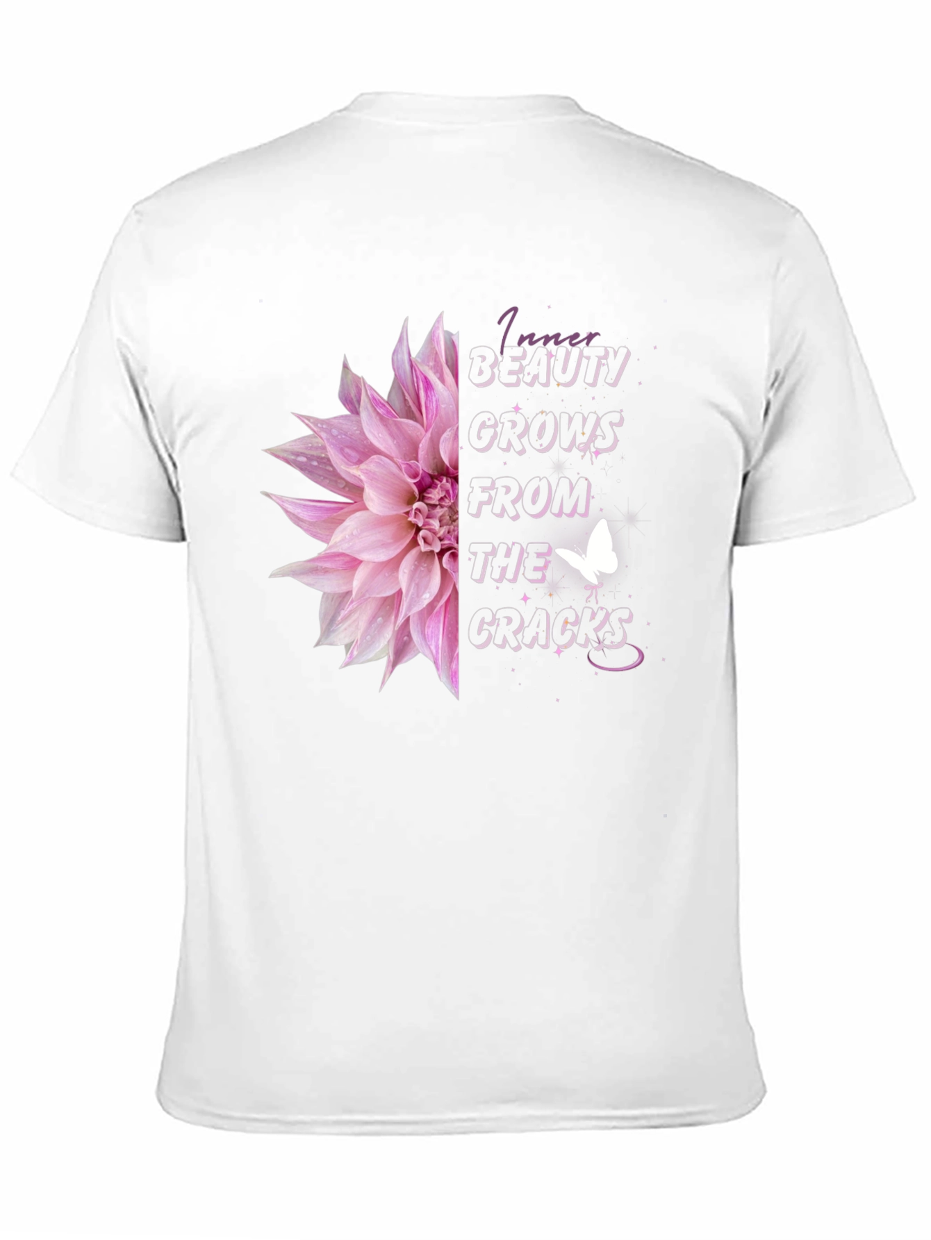 Black Inner Beauty Floral Butterfly Graphic Tee view 11