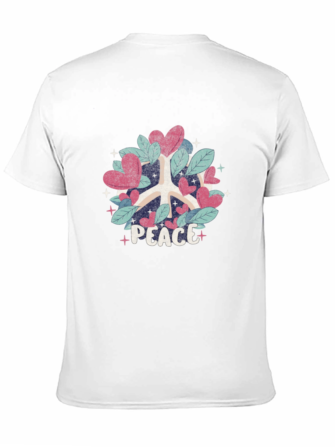 Black Peace Sign Heart & Leaves T-Shirt view 11