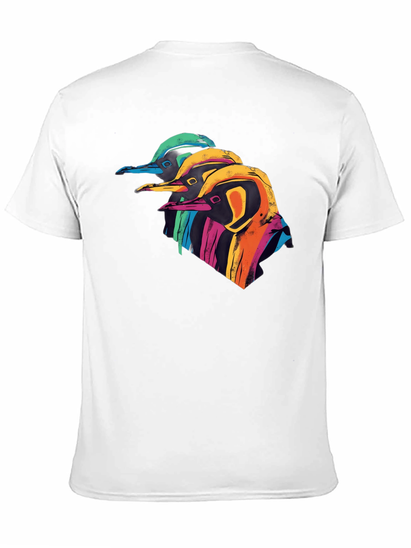 Black Colorful Penguin Graphic Black T-Shirt view 11
