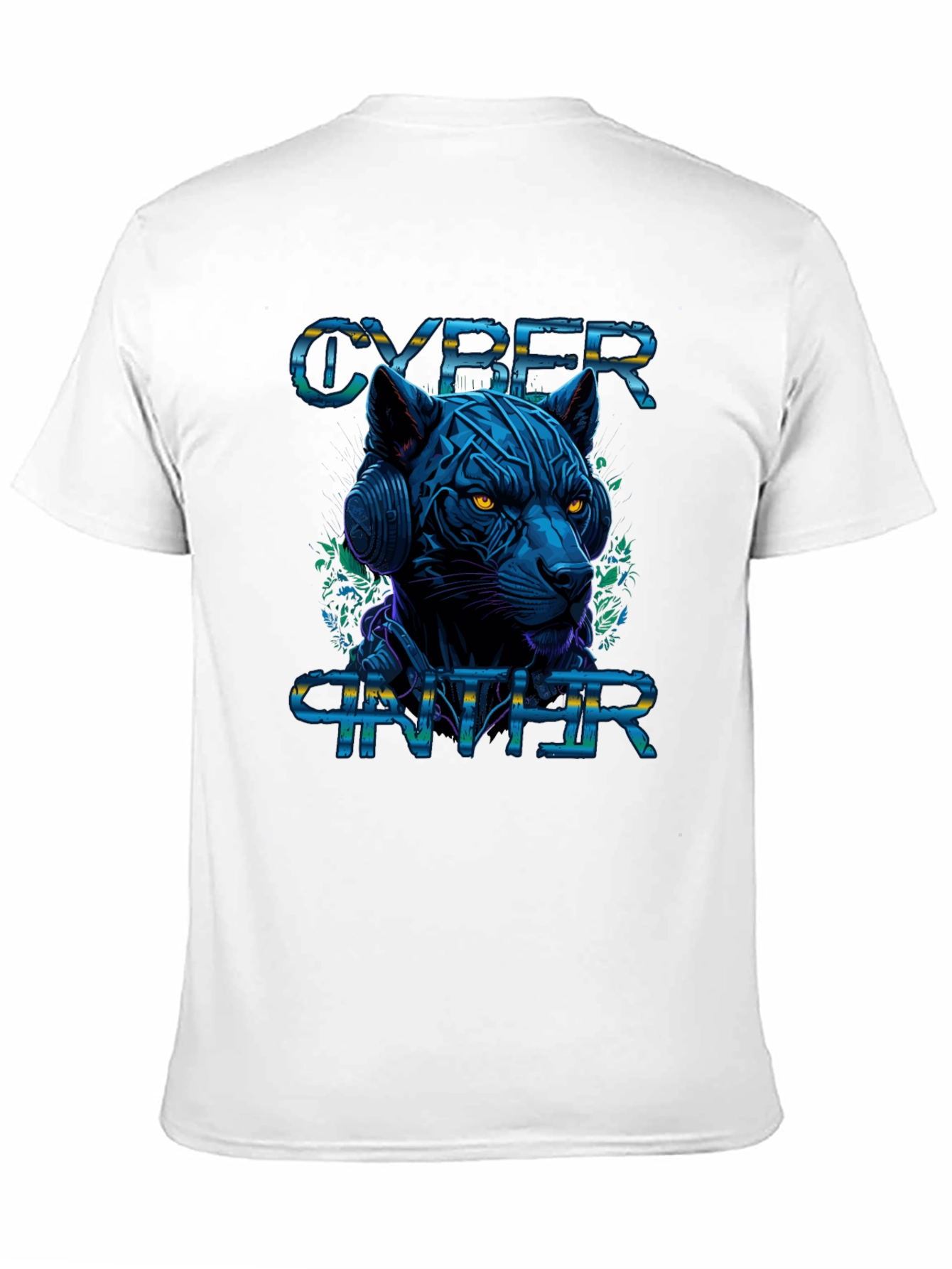 Black Cyber Panther Graphic Tee - Stylish Black T-Shirt view 11