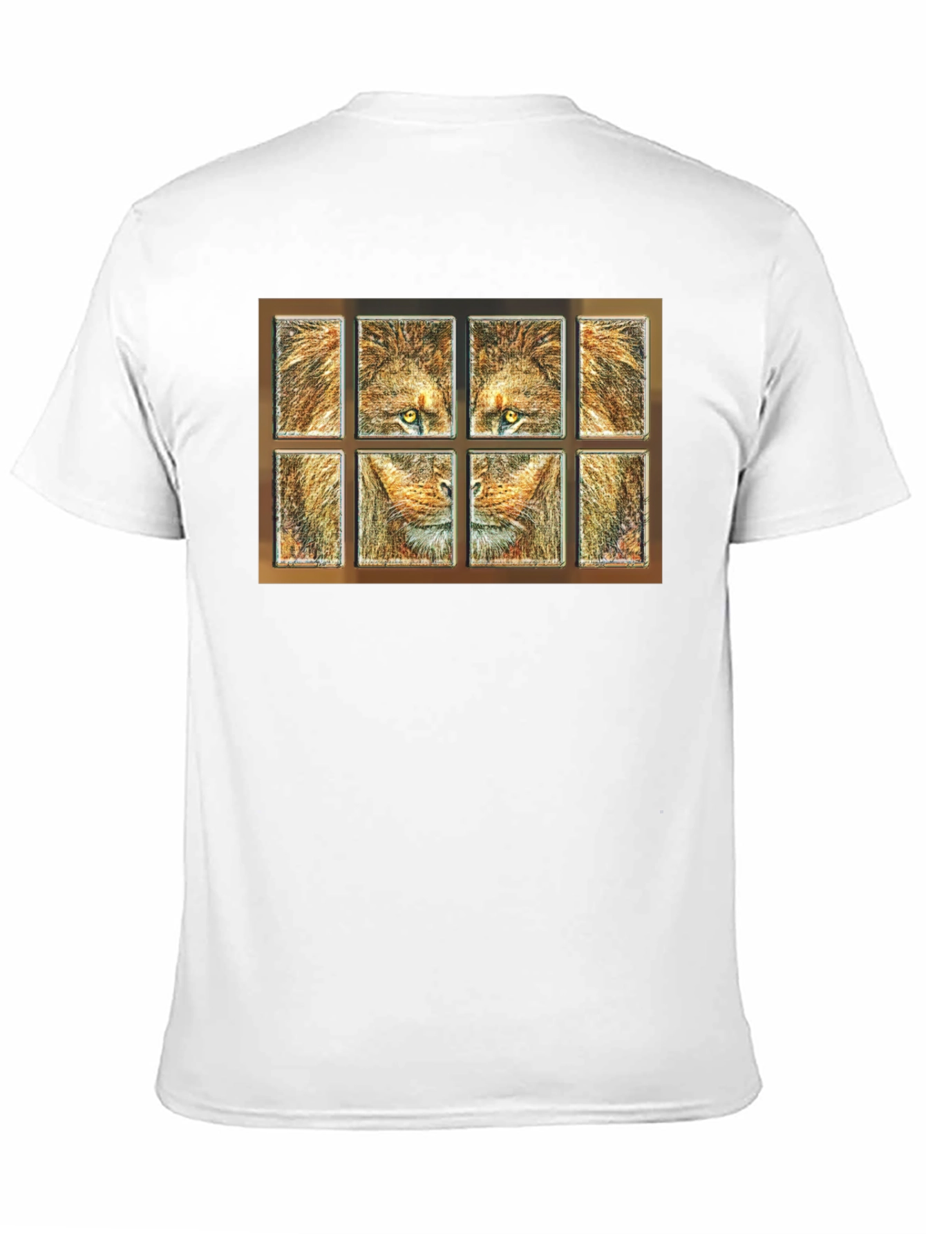 Black Lion Face Panel T-Shirt - Unique Graphic Tee view 11