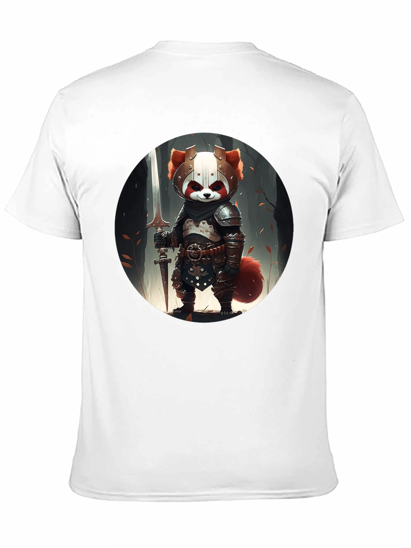 Black Red Panda Knight Graphic Tee - Unique Black T-Shirt view 11