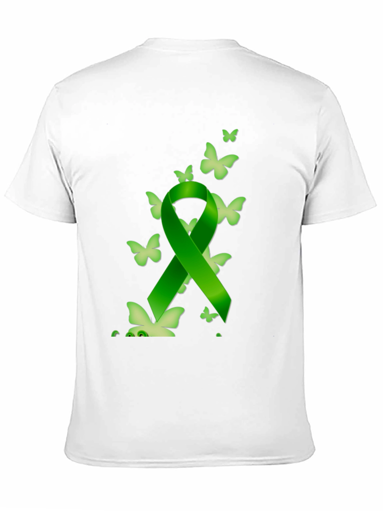Black Green Ribbon Butterfly Black T-Shirt view 11