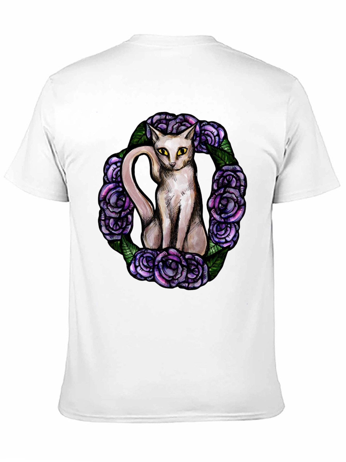 Black Cat & Rose Wreath Graphic T-Shirt view 11