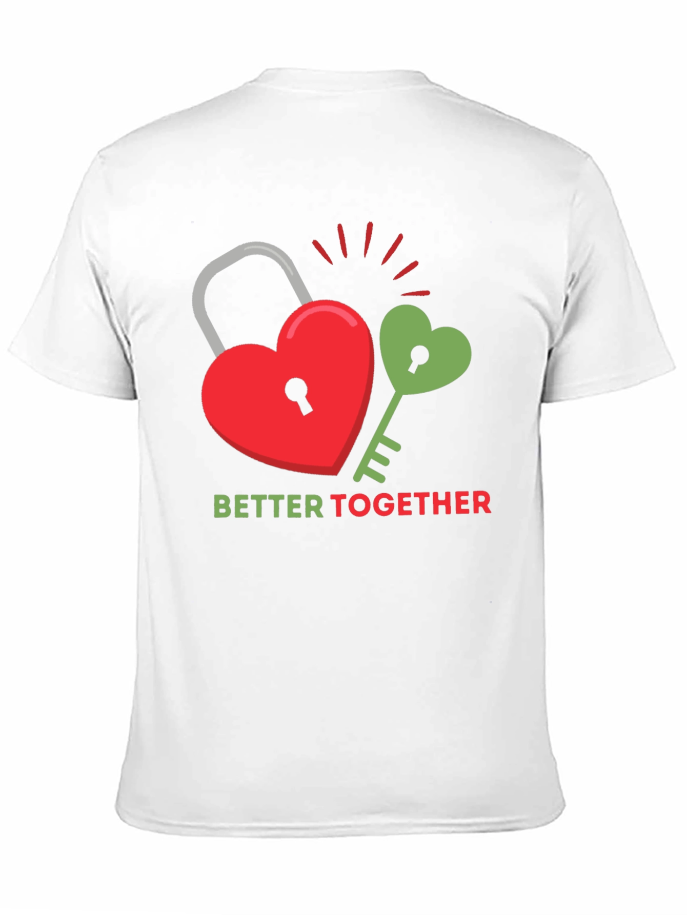 Black Better Together Graphic Tee - Heart Lock and Key Design view 11