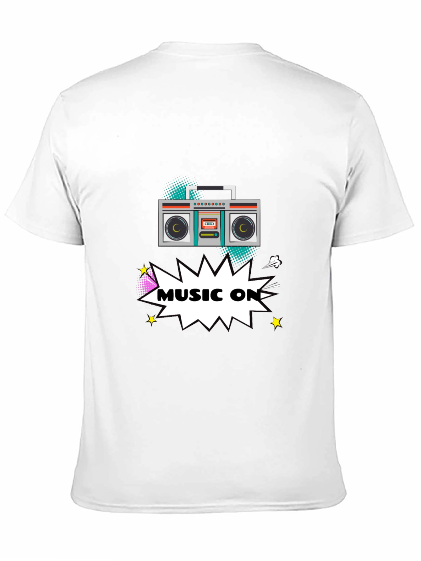 Black Retro Boombox Music On Graphic T-Shirt view 11