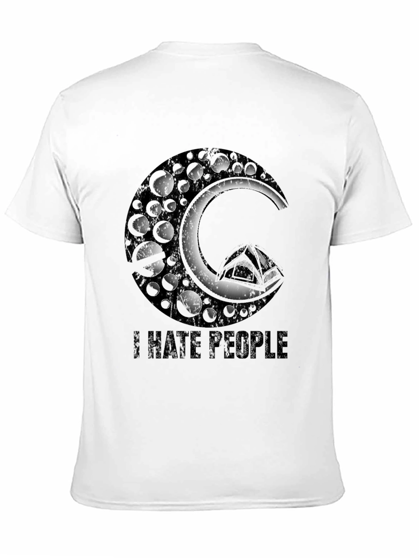Black I Hate People Graphic Tee - Black Crew Neck view 11