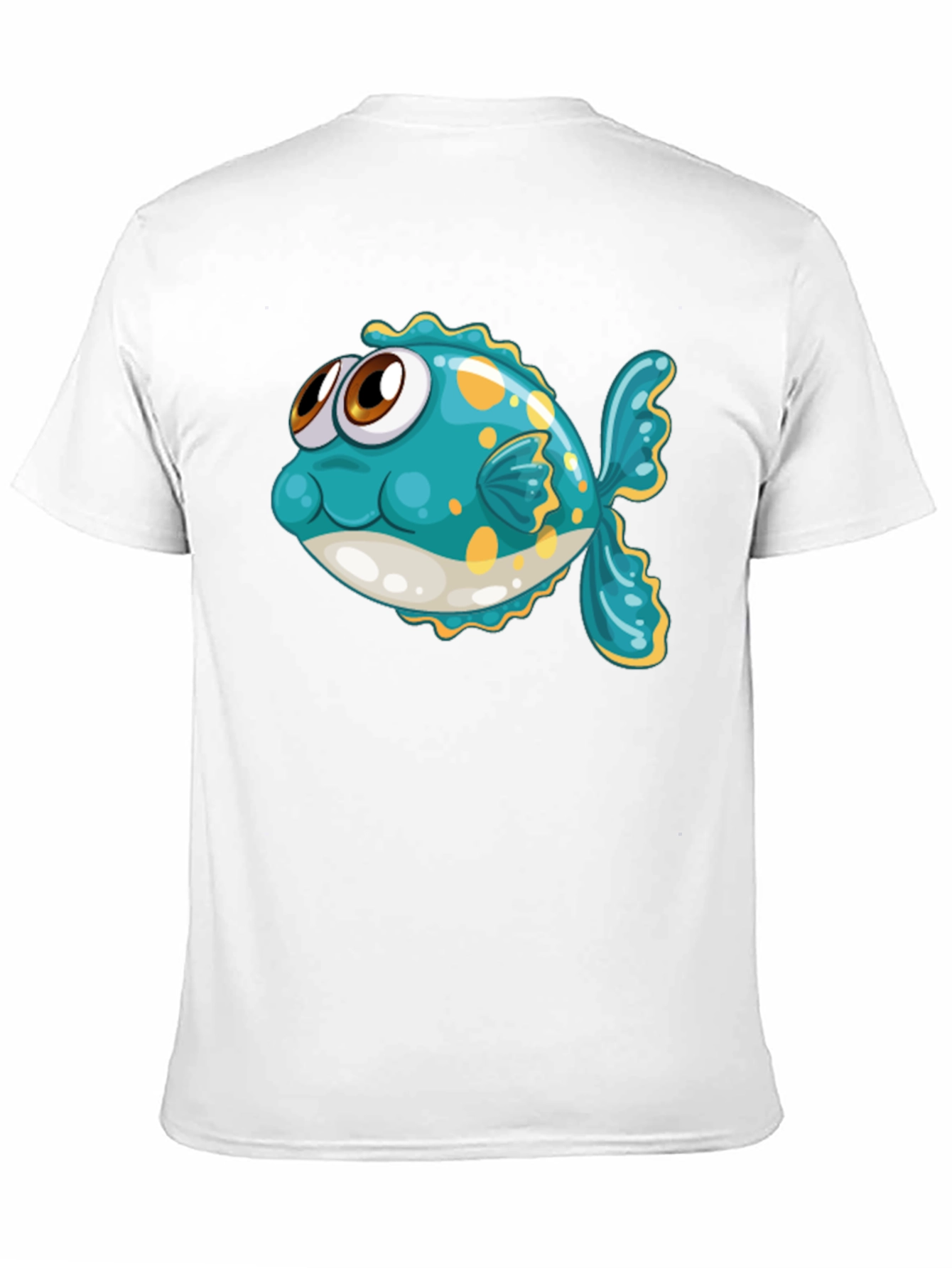 Black Cartoon Fish Graphic Tee - Black Cotton T-Shirt view 11
