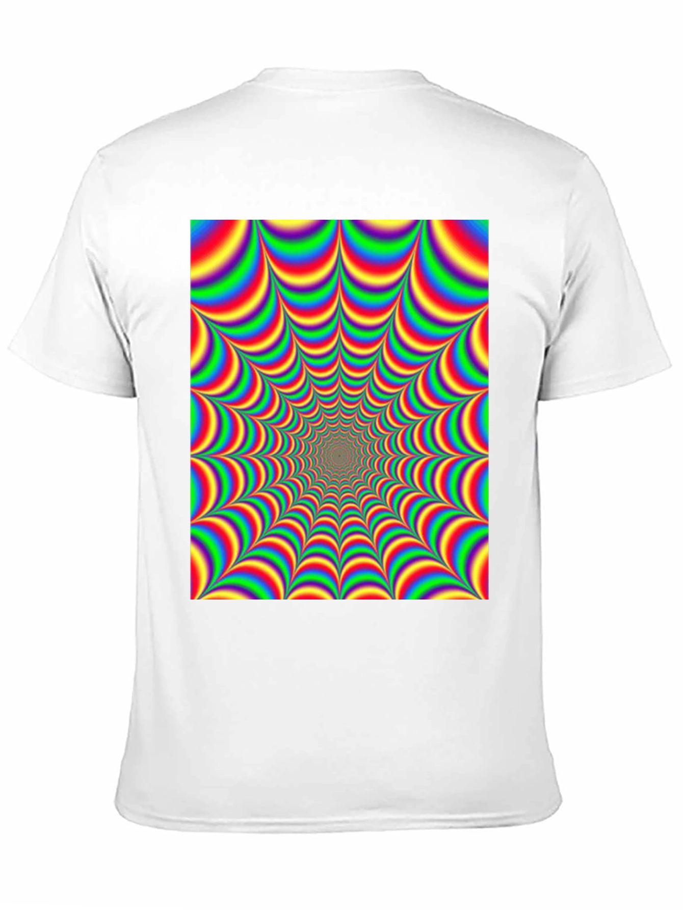 Black Optical Illusion T-Shirt - Hypnotic Rainbow Design view 11