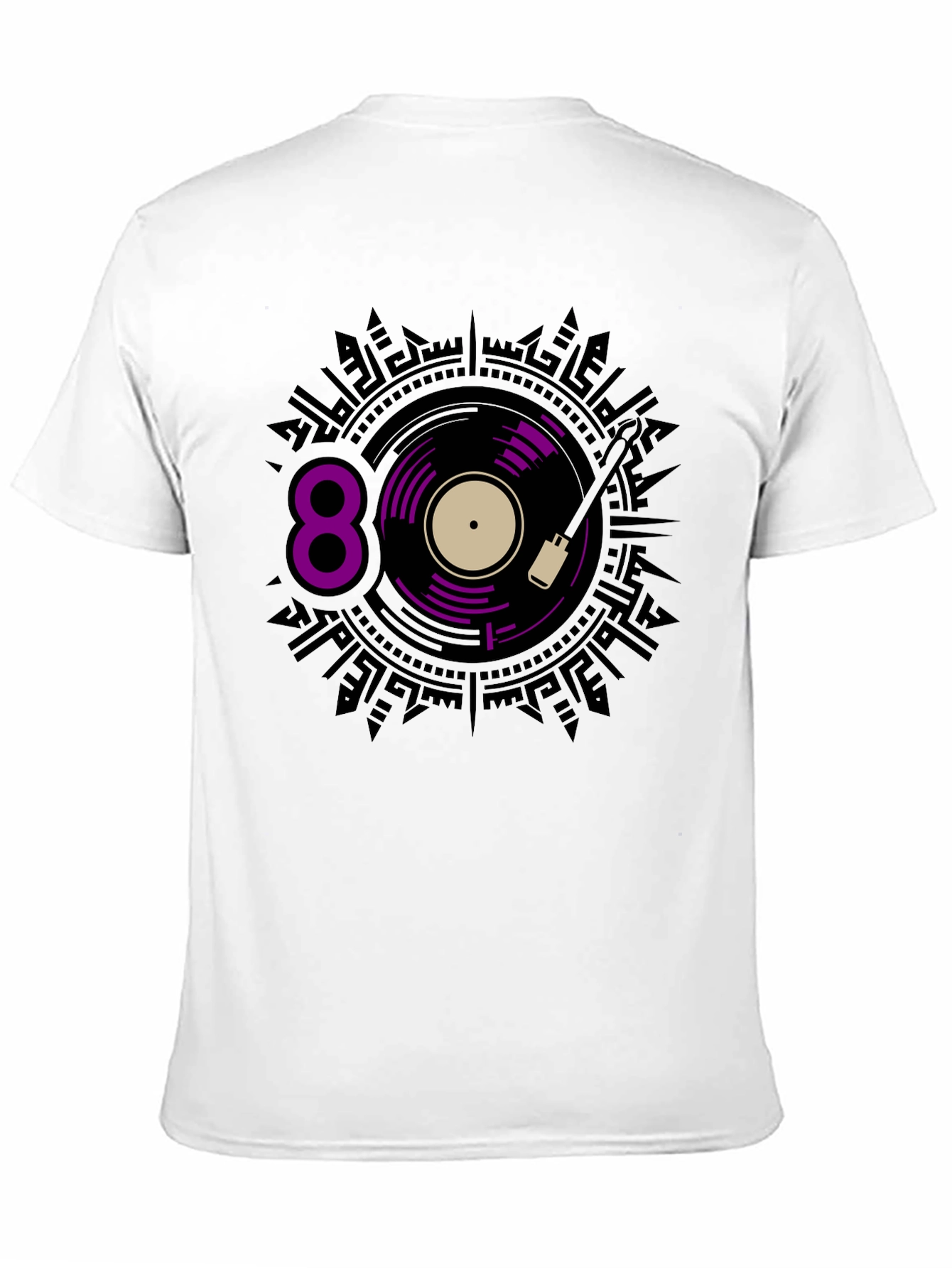 Black Retro 80s Vinyl Record Graphic Tee view 11