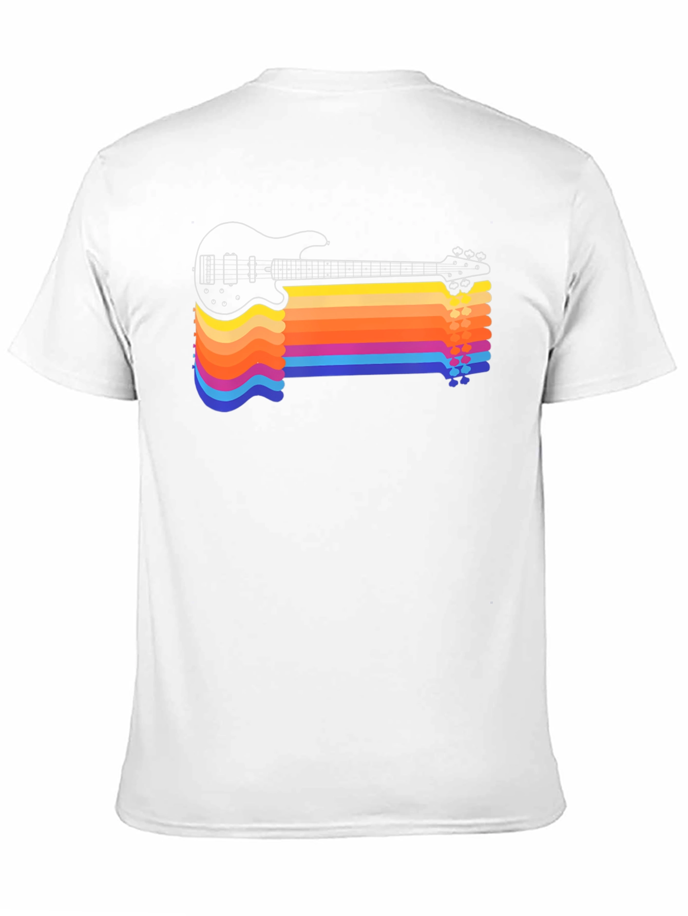 Black Retro Guitar Rainbow Stripe T-Shirt view 11
