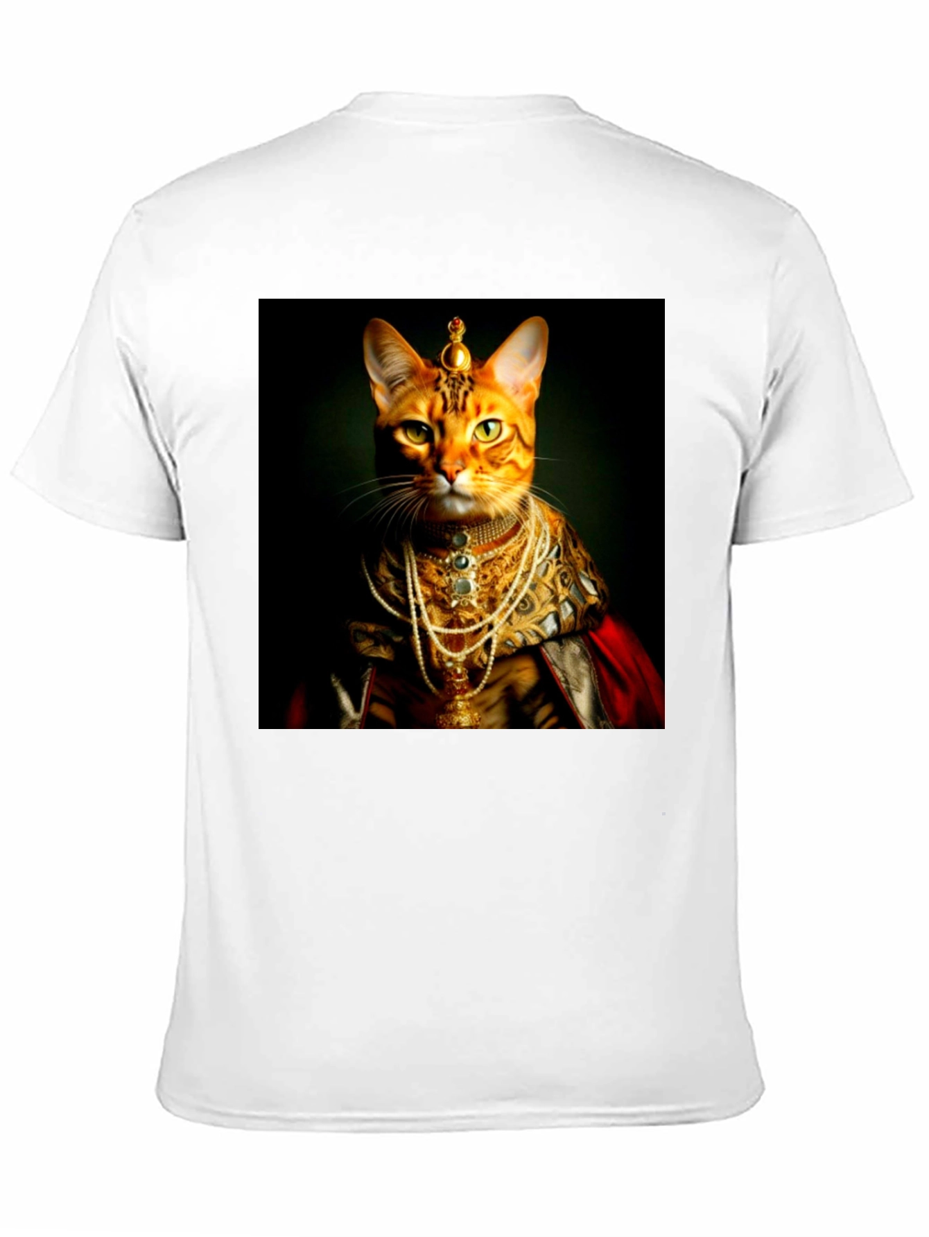 Black Regal Cat T-Shirt: Royal Feline Portrait Tee view 11