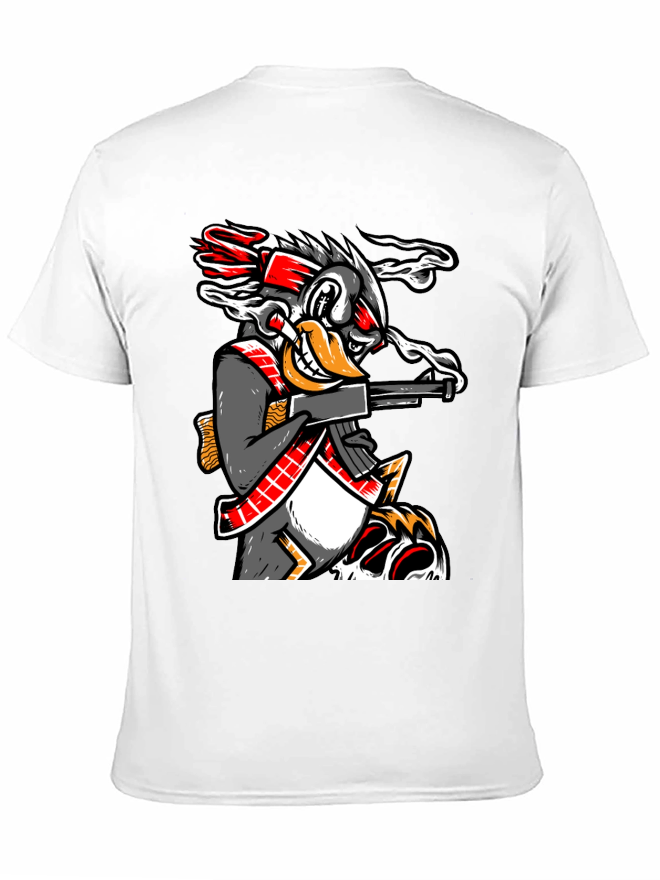 Black Cartoon Duck With Gun Graphic T-Shirt view 11