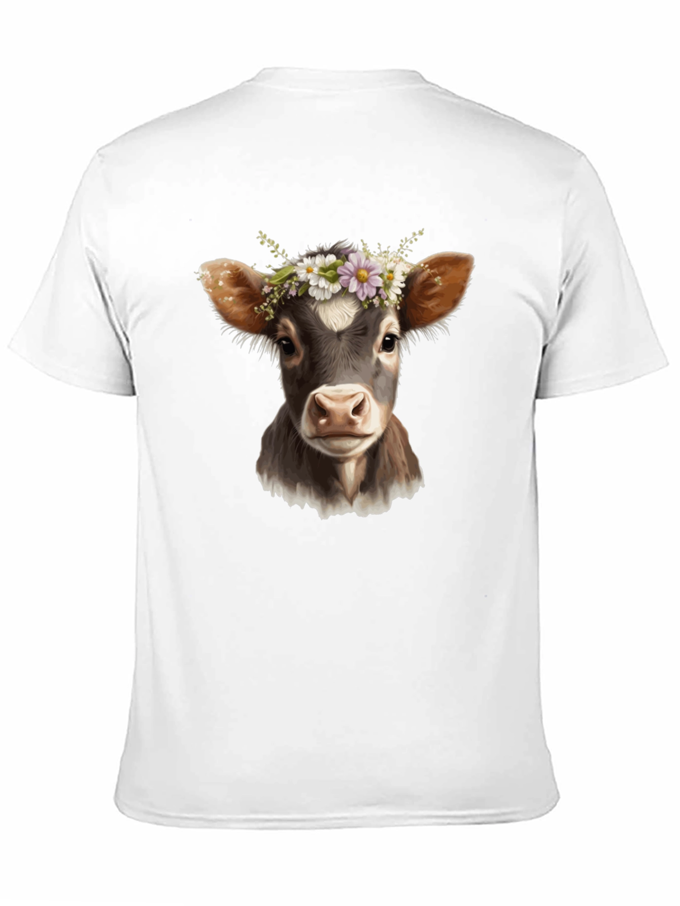 Black Cow with Flower Crown Black T-Shirt view 11