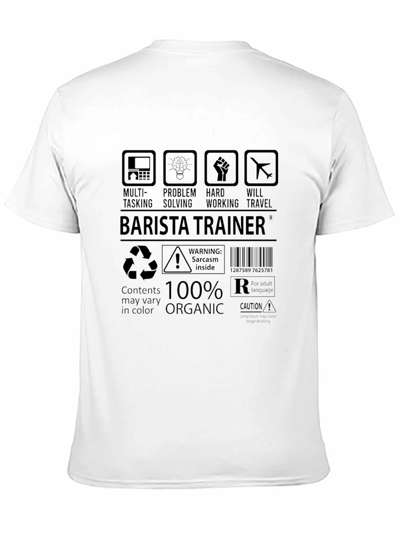 Black Barista Trainer Graphic Tee - Sarcasm Inside view 11