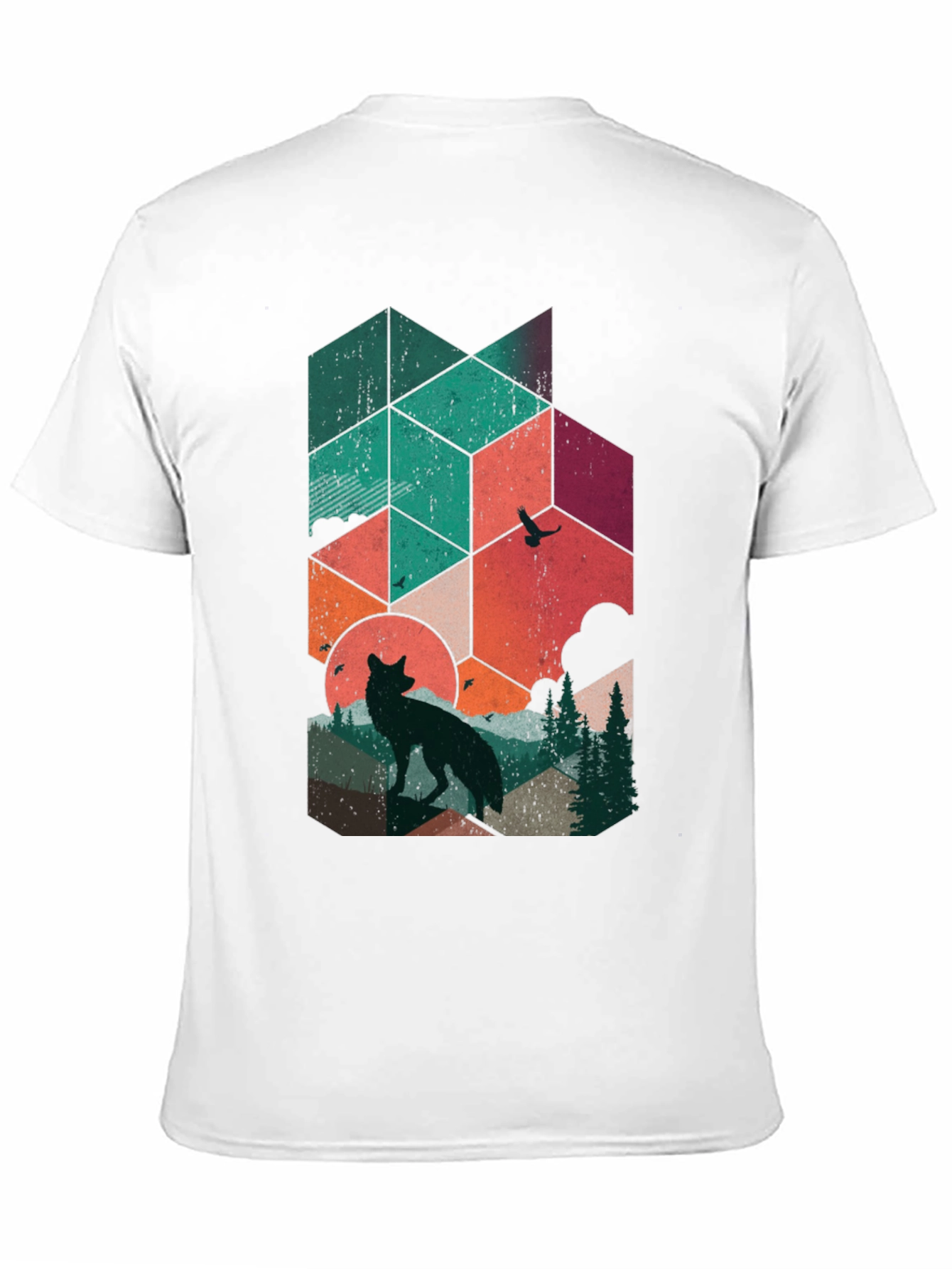 Geometric Wolf Graphic Tee - Nature Inspired Design - 11