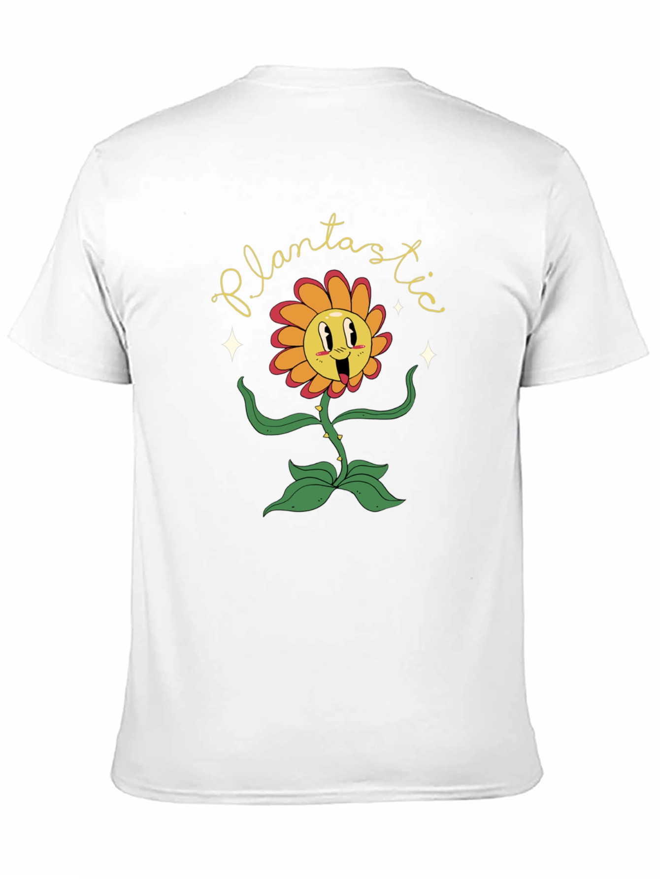 Black Plantastic Graphic Tee - Trendy Cartoon Flower T-Shirt view 11