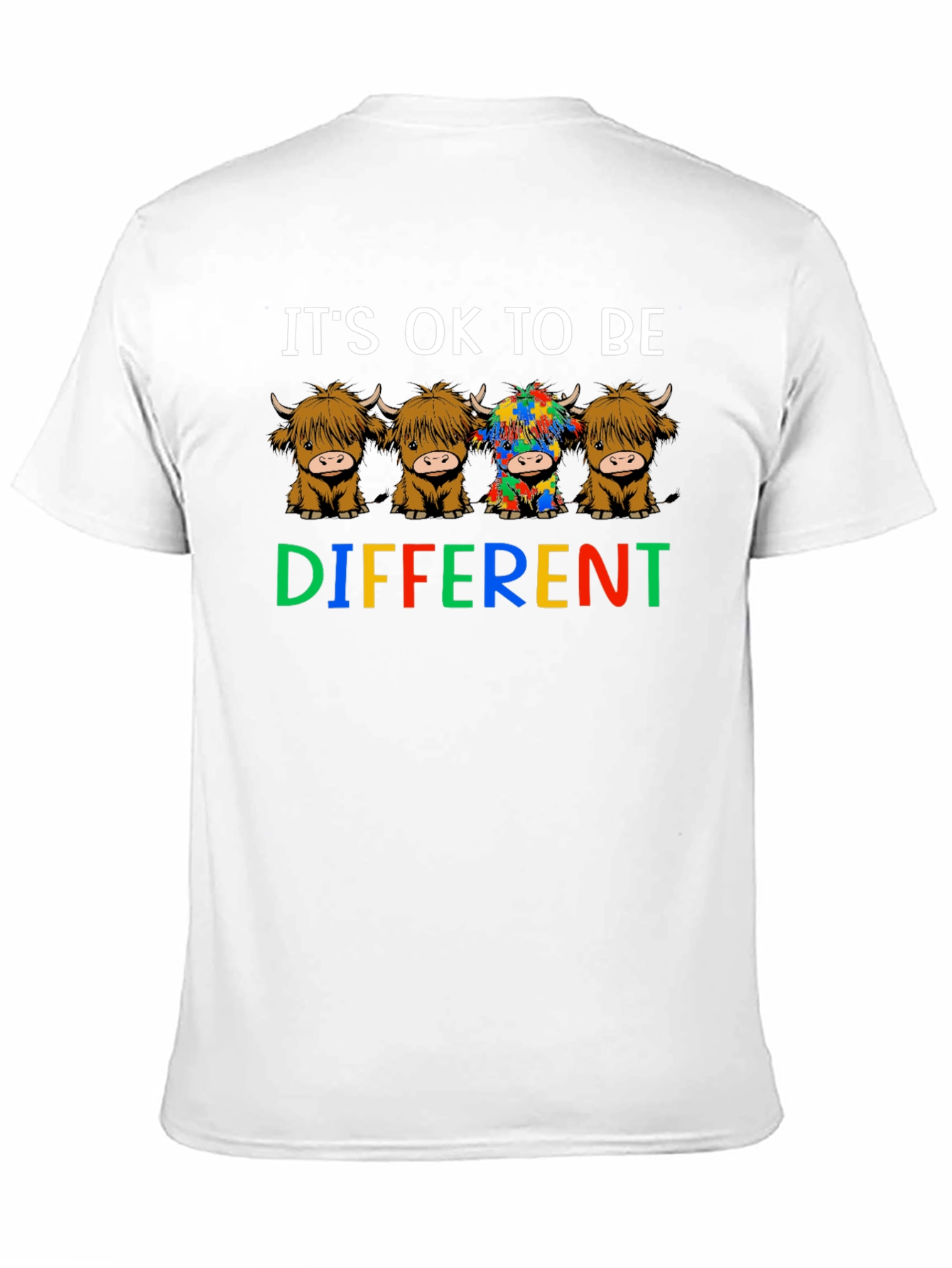 Black It's Ok to Be Different Highland Cow T-Shirt view 11