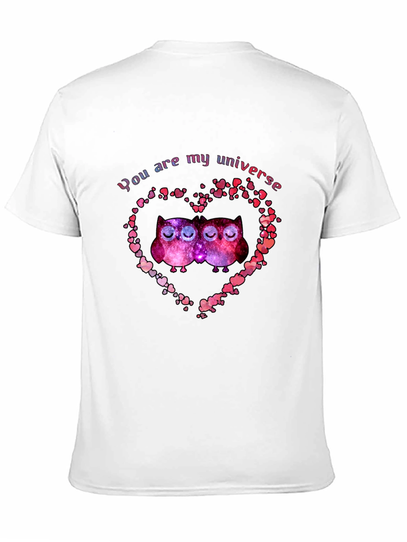 Black You Are My Universe Owls Heart T-Shirt view 11