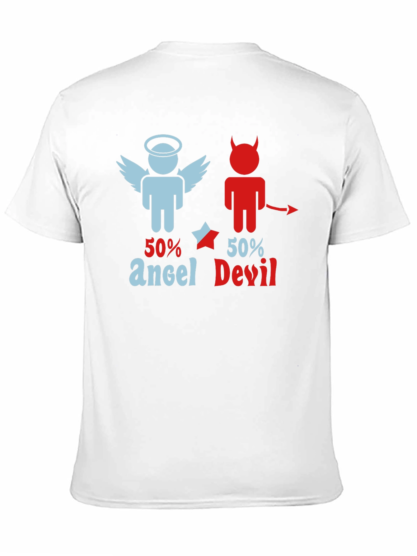 Black 50% Angel 50% Devil Graphic Print T-Shirt view 11
