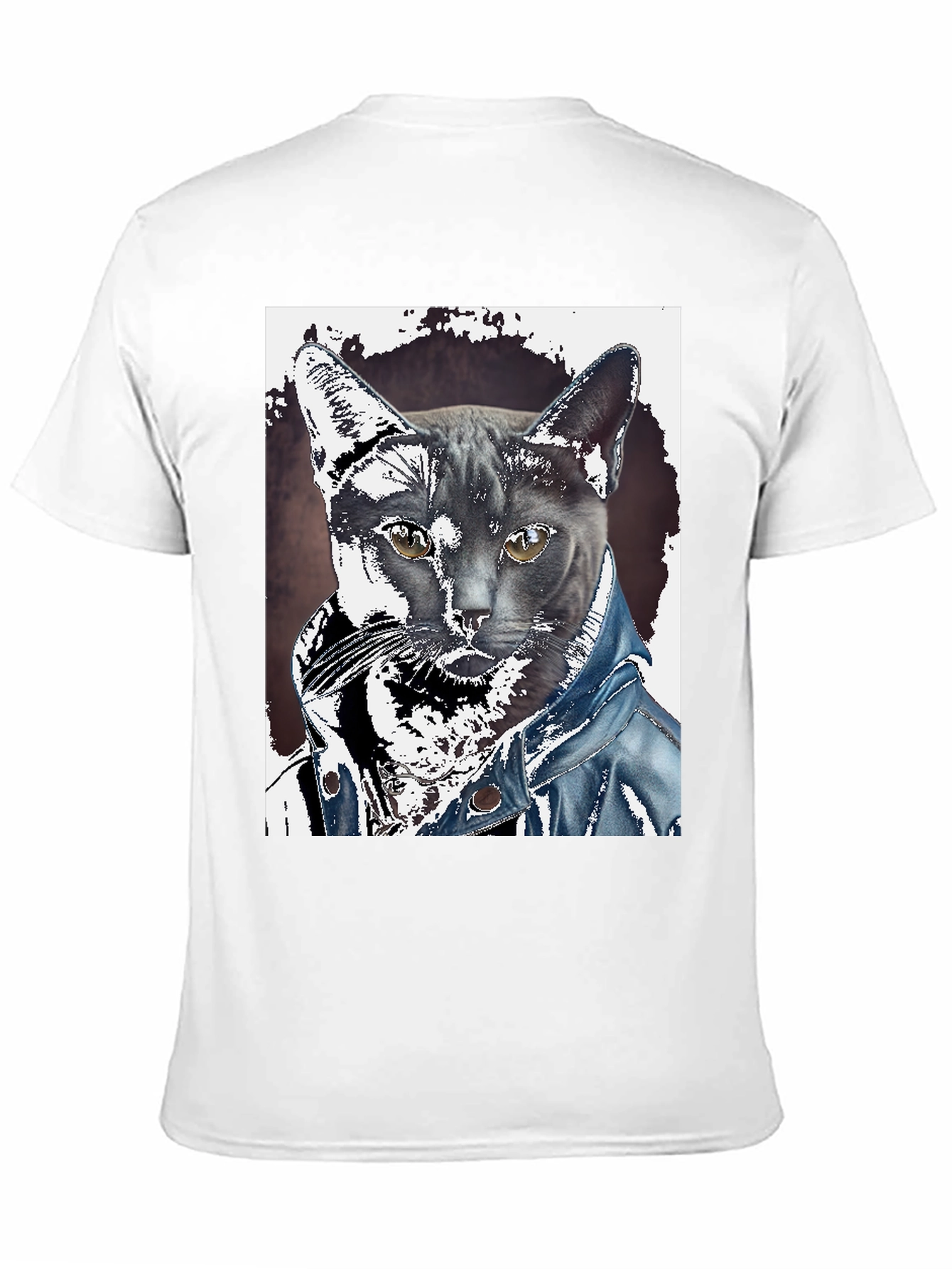 Black Cat in Denim Jacket Graphic Tee - Unique Print view 11