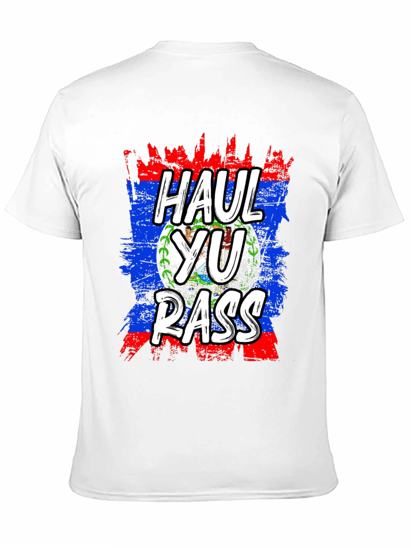 Black Haul Yu Rass T-Shirt - Belize Flag Graphic Tee view 11