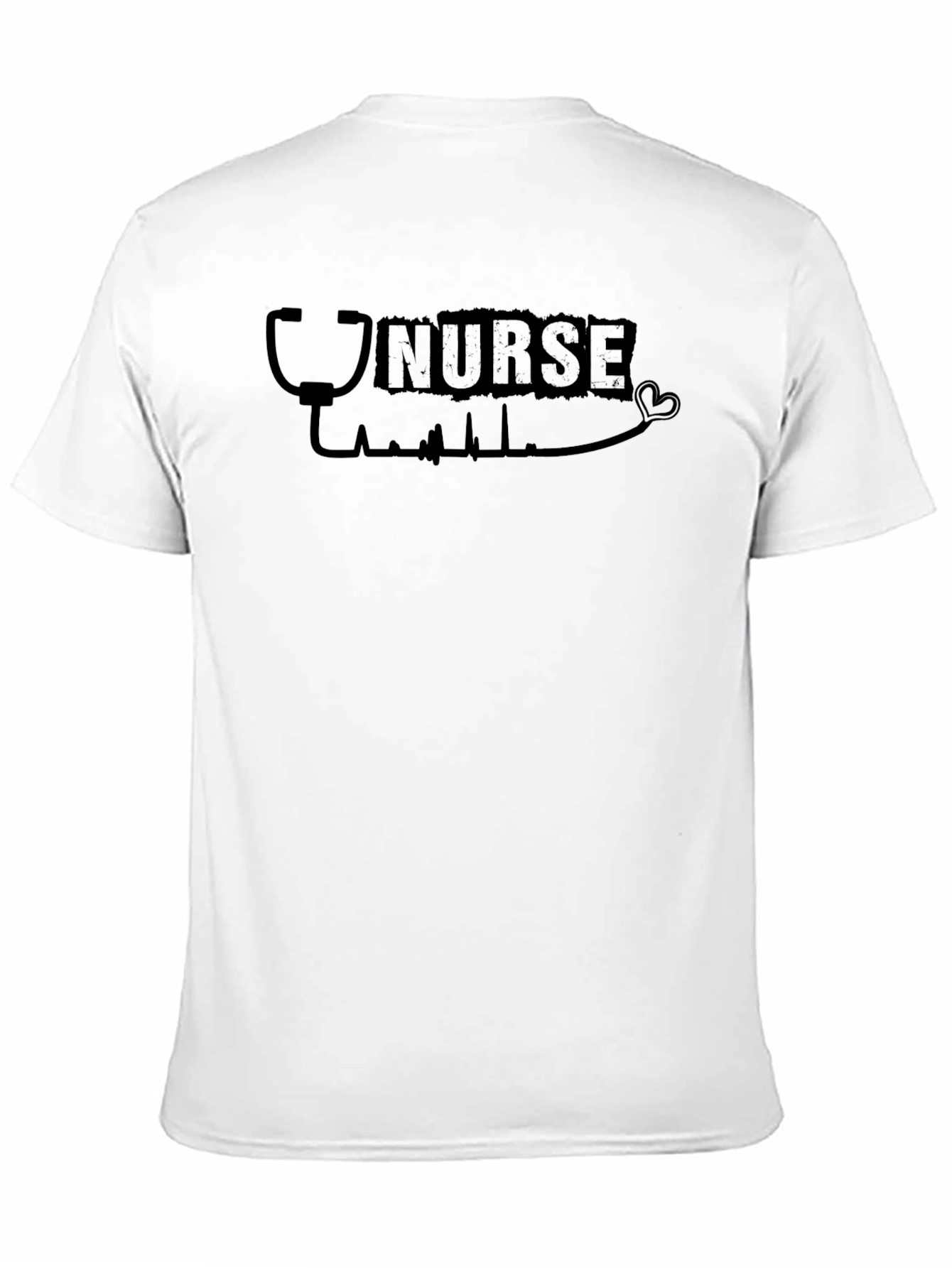 Black Nurse Heartbeat Stethoscope Graphic T-Shirt view 11