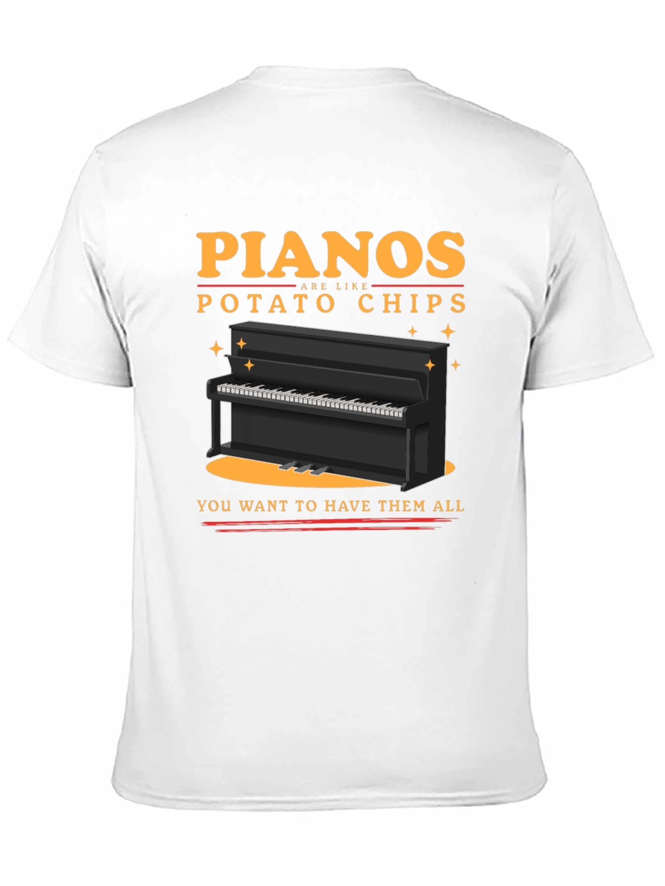 Black Piano Potato Chips Graphic T-Shirt - Musician Humor Tee view 11